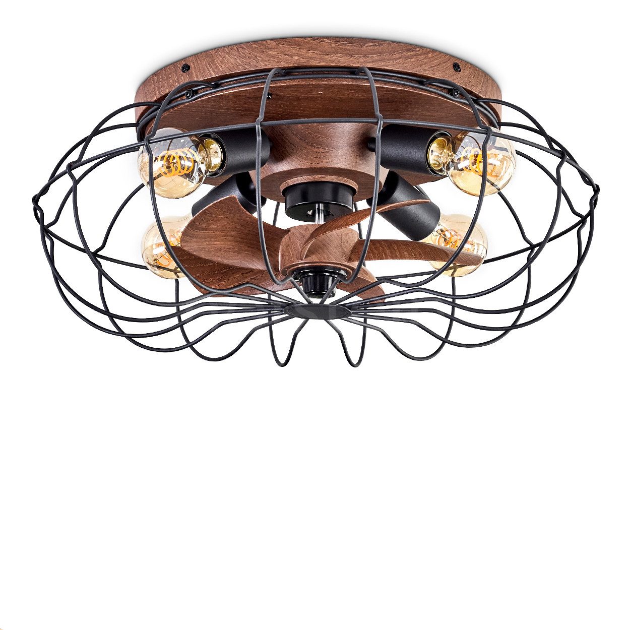 hofstein Deckenleuchte Deckenventilator mit Beleuchtung aus Metall/Kunststoff, Fernbedienung, ohne Leuchtmittel, Deckenleuchte 4-flammig Ø 50 cm, 4 x E27, ohne Leuchtmittel