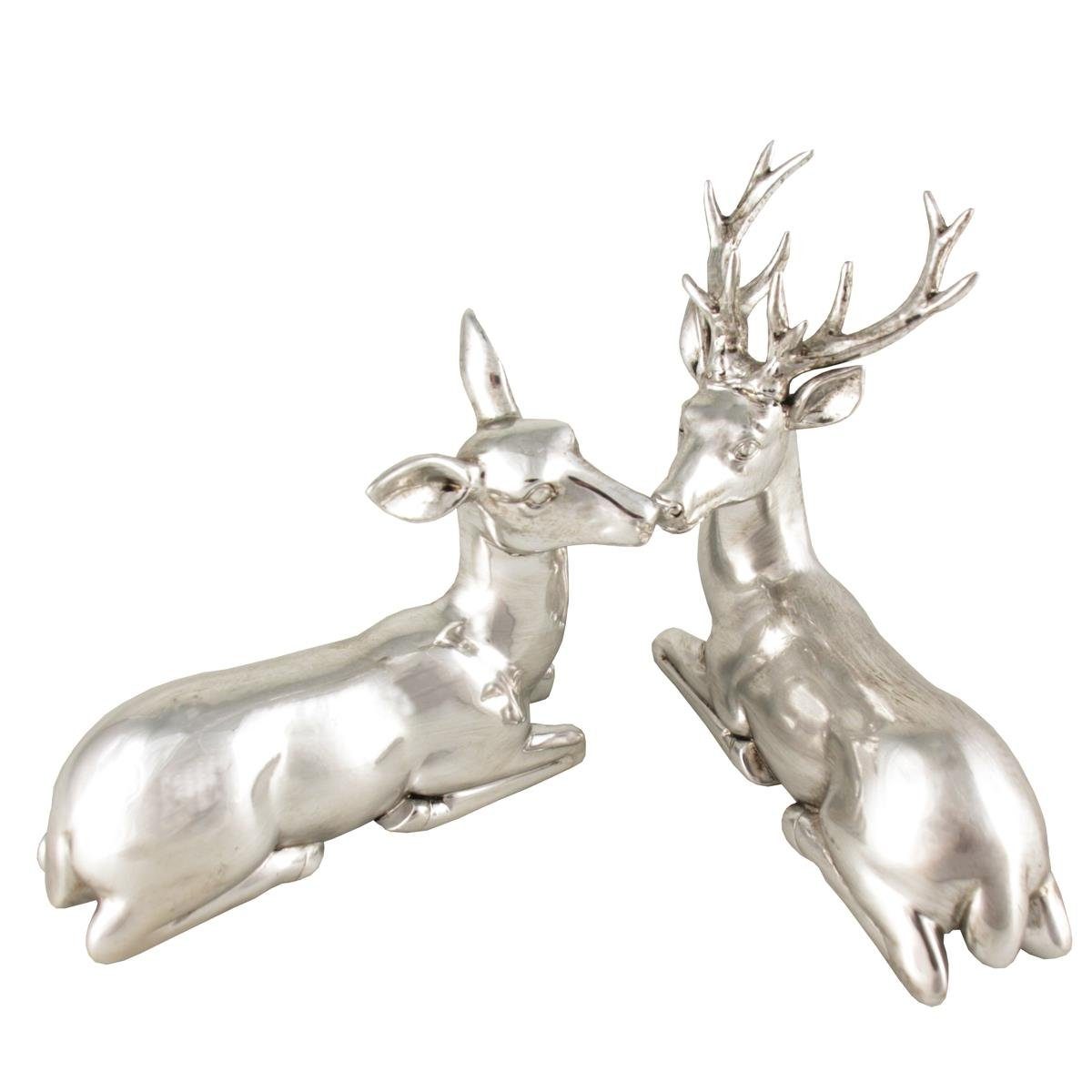 440s Dekoobjekt 440s 2er Set Hirschpaar liegend silberfarben (Paar) günstig online kaufen