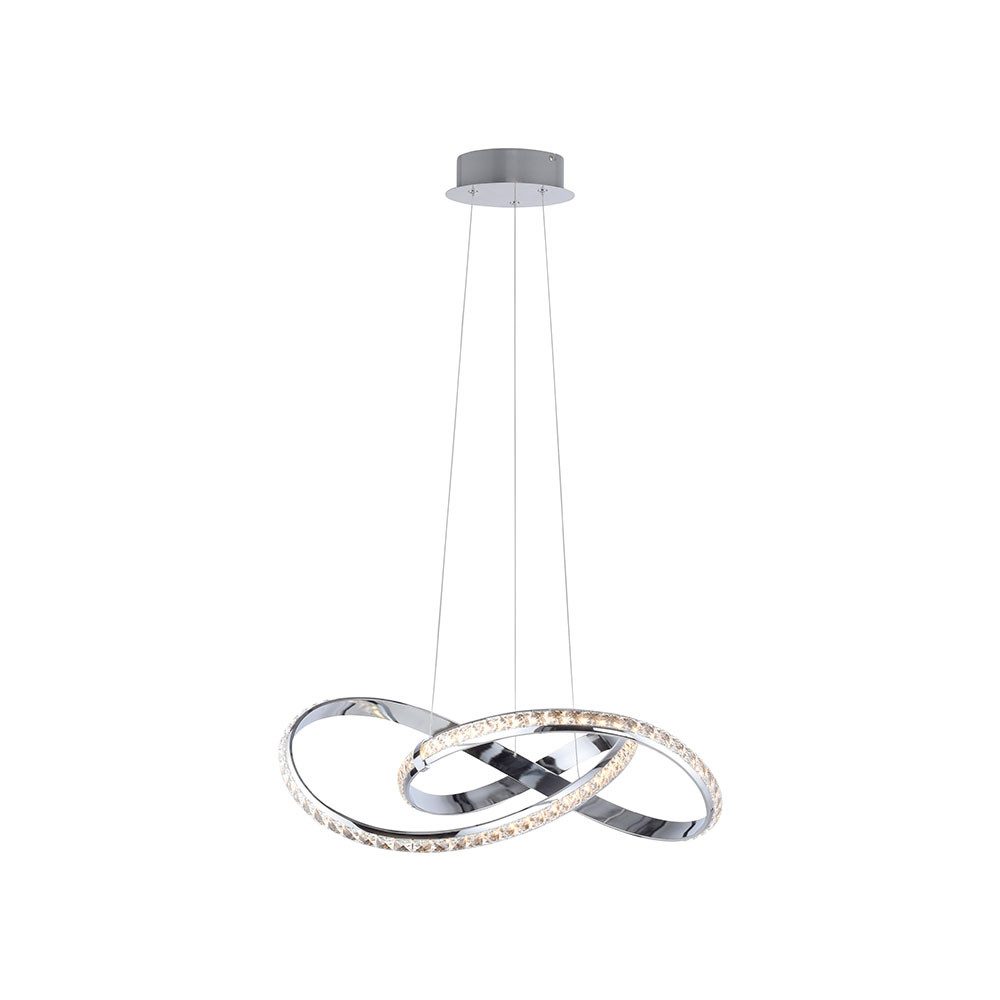 JUST LIGHT LED-Hängeleuchte, LED-Leuchtmittel fest verbaut, Warmweiß, LED Pendelleuchte Esstischlampe Simply Dim Metall Chrom H 120 cm