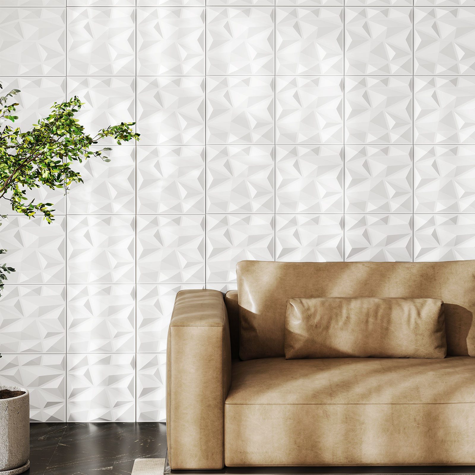 COSTWAY 3D Wandpaneel, BxL: 30x30 cm, 0.09 qm, (50-tlg) selbstklebend, PVC Kunststoffpaneele