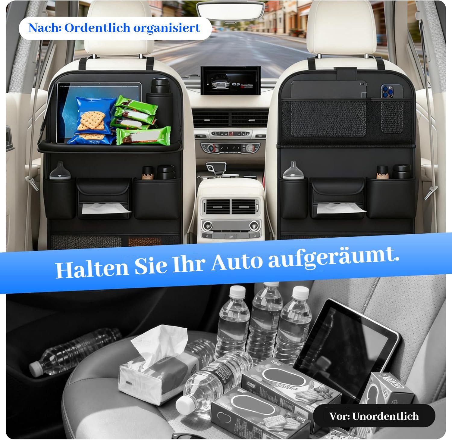 BlingBin Auto-Rückenlehnentasche Auto Tisch Kinder Rücksitz mit Faltbarem Tisch & Tablet-Halterung (1er Set, 1-tlg., 45 x 63,5cm), Auto Organizer Kinder,Kinders – Bild 5 von 5