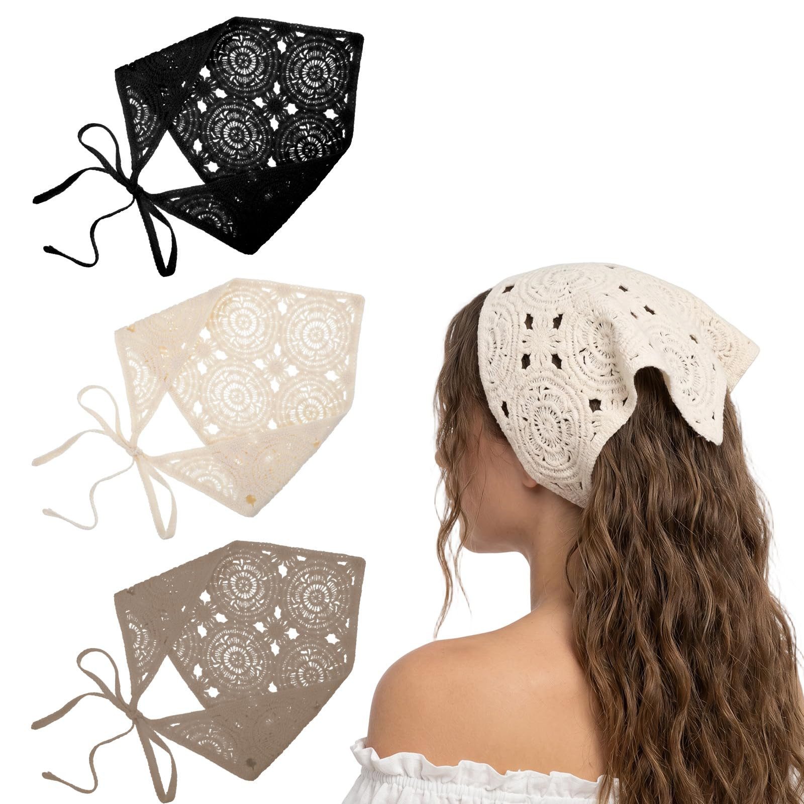 FOUORTUNATE-BEE Stirnband 3 Stück Damen Boho Stirnbänder Dreieck Kopftücher (3-St)