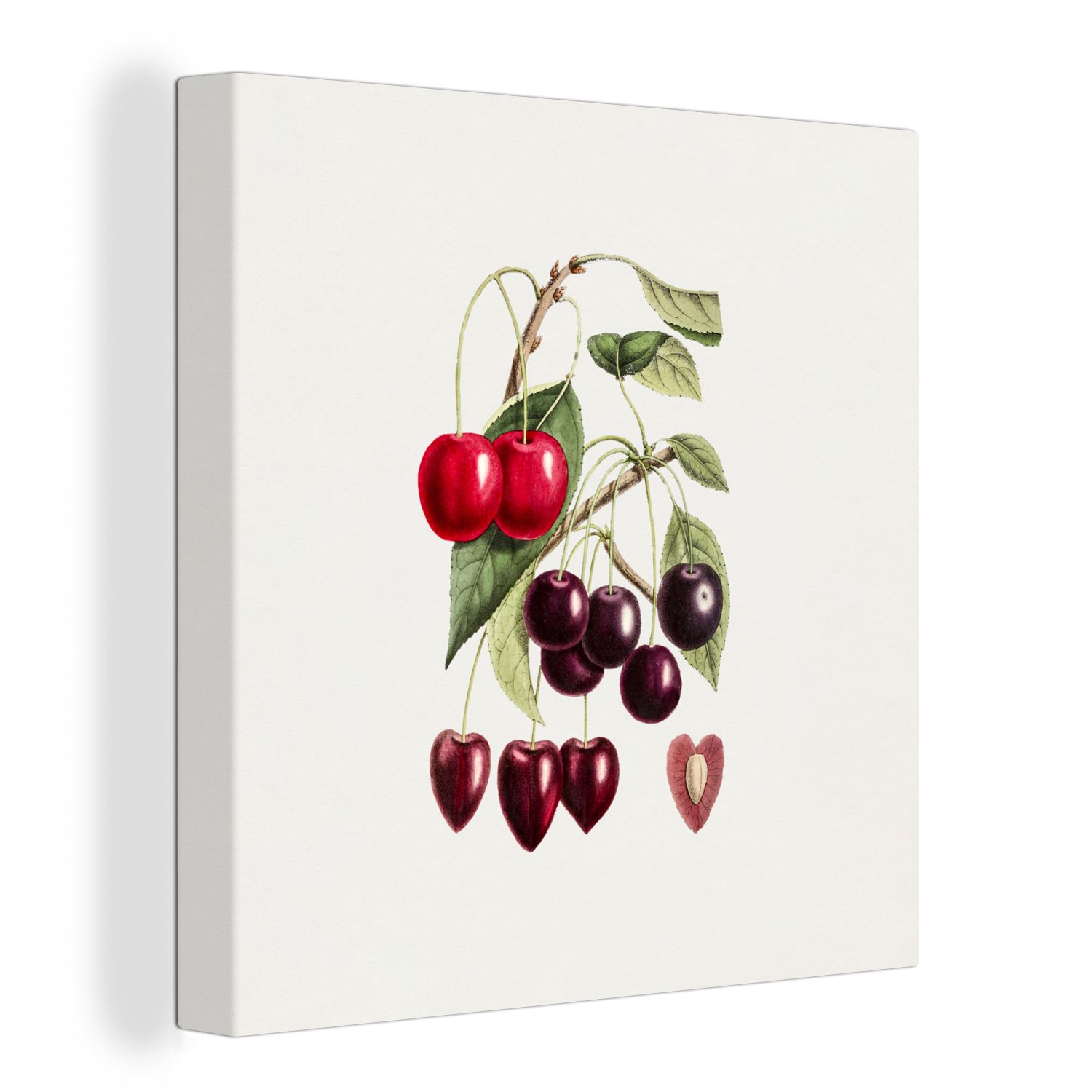OneMillionCanvasses® Leinwandbild Kirschen - Obst - Jahrgang, (1 St), Leinwand Bilder für Wohnzimmer Schlafzimmer