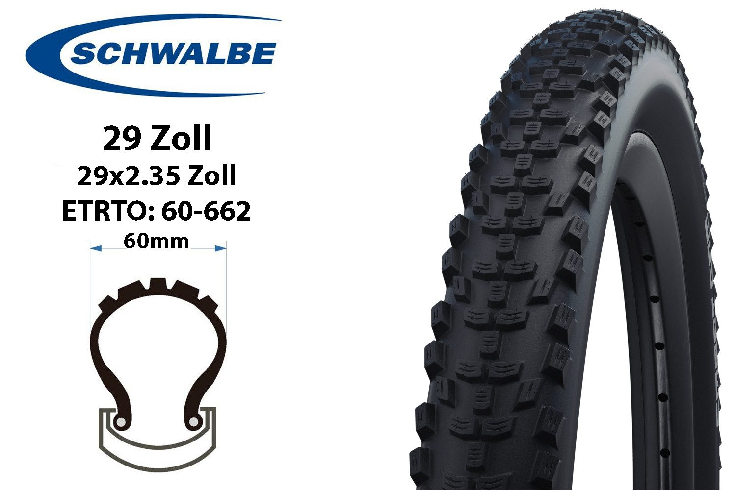 Fahrradreifen 29 Zoll SCHWALBE Reifen Smart Sam 60-662 K-Guard 29x2.35 MTB tire