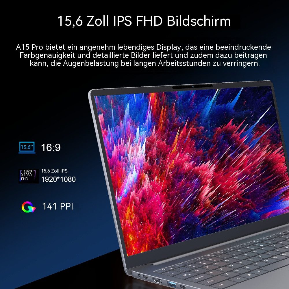 Ninkear Laptop AMD Ryzen 5 5500U(bis zu 4,3 GHz),16GB RAM + 1TB/512GB SSD Business-Notebook (39,62 cm/15.6 Zoll, AMD AMD Ryzen 5 5500U AMD Ryzen 5 5500U, AMD Ra – Bild 3 von 5