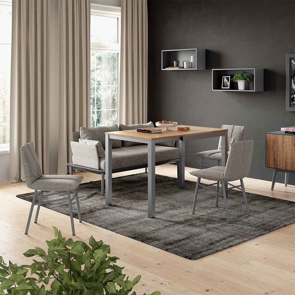 Vicco Esstisch Granny, Eiche/Grau, 120 x 70 cm ausziehbar günstig online kaufen