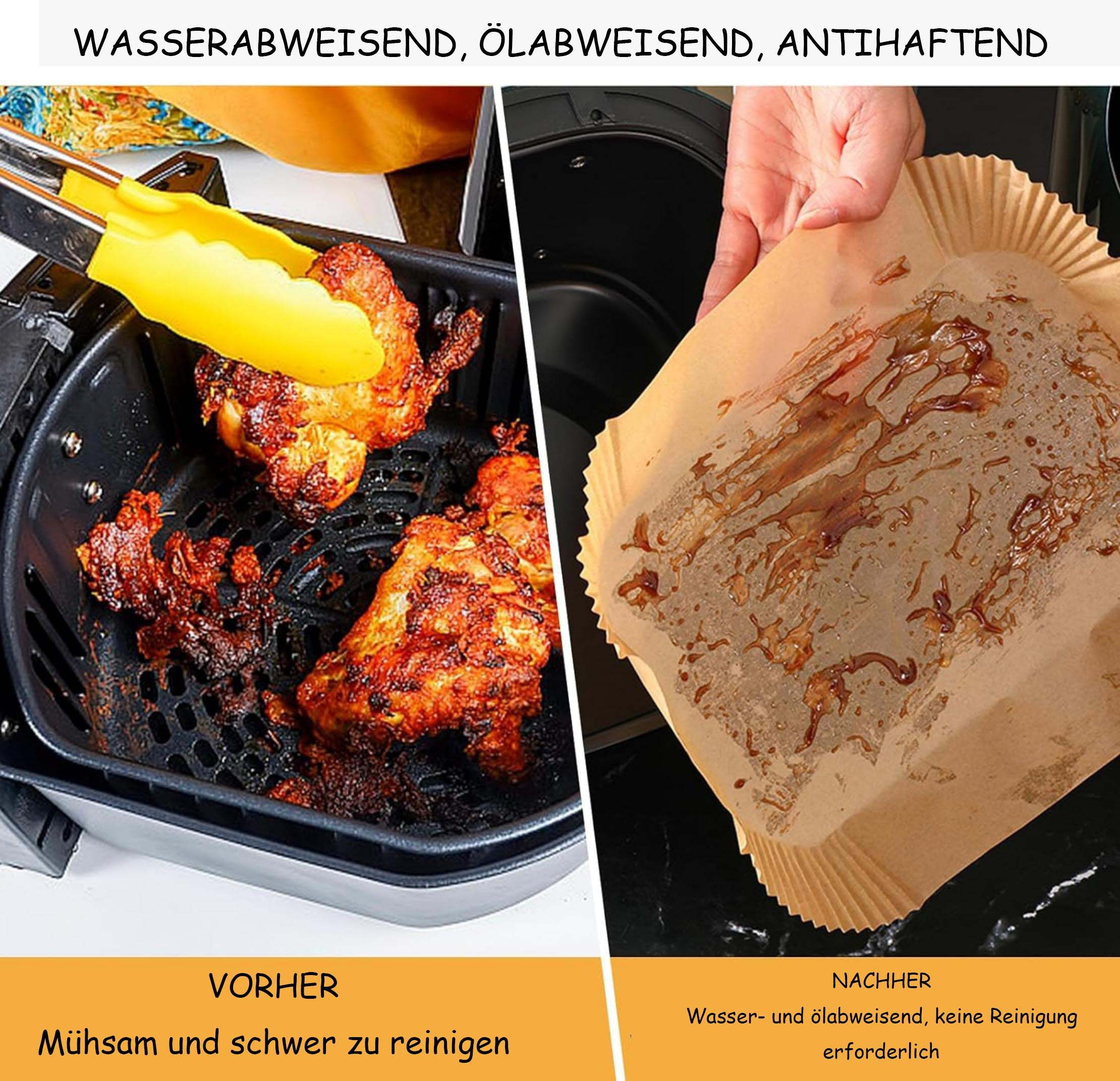 Venkuber Backpapier 100 Stück Backpapier Airfryer, Backpapier für Heißluftfritteuse