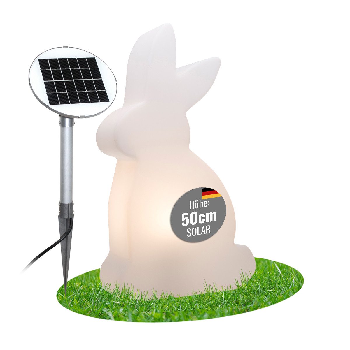 8 seasons design LED Dekofigur Shining Rabbit, Dekolampe für außen (Garten, Terrasse), Osterdeko, LED fest integriert, warmweißes Licht, Solarpanel, Dämmerungssensor, Solarlampe - Solar Osterhase Deko Hase