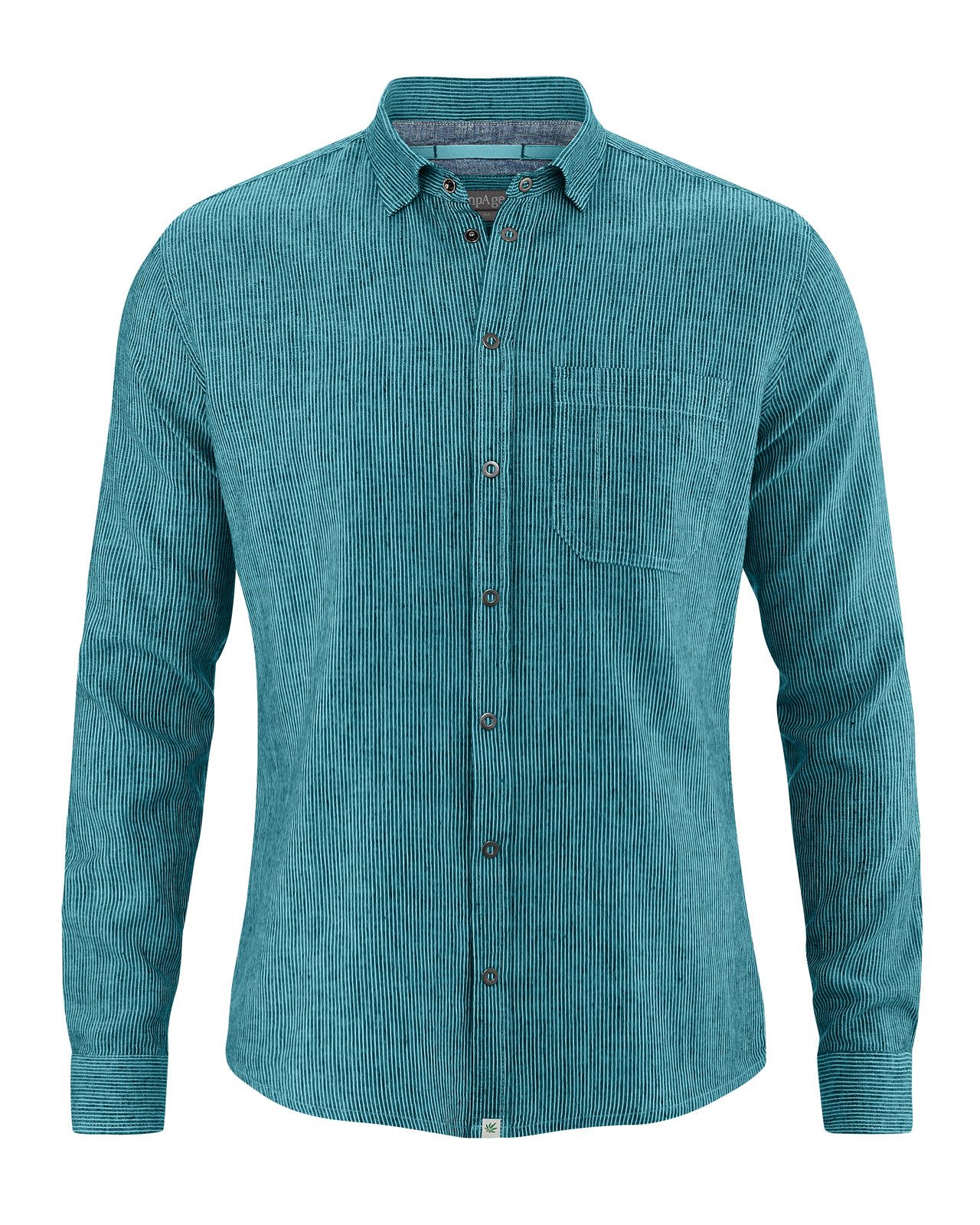 HempAge Langarmhemd Gestreiftes Hemd aus Hanf/Biobaumwolle - Slim Fit
