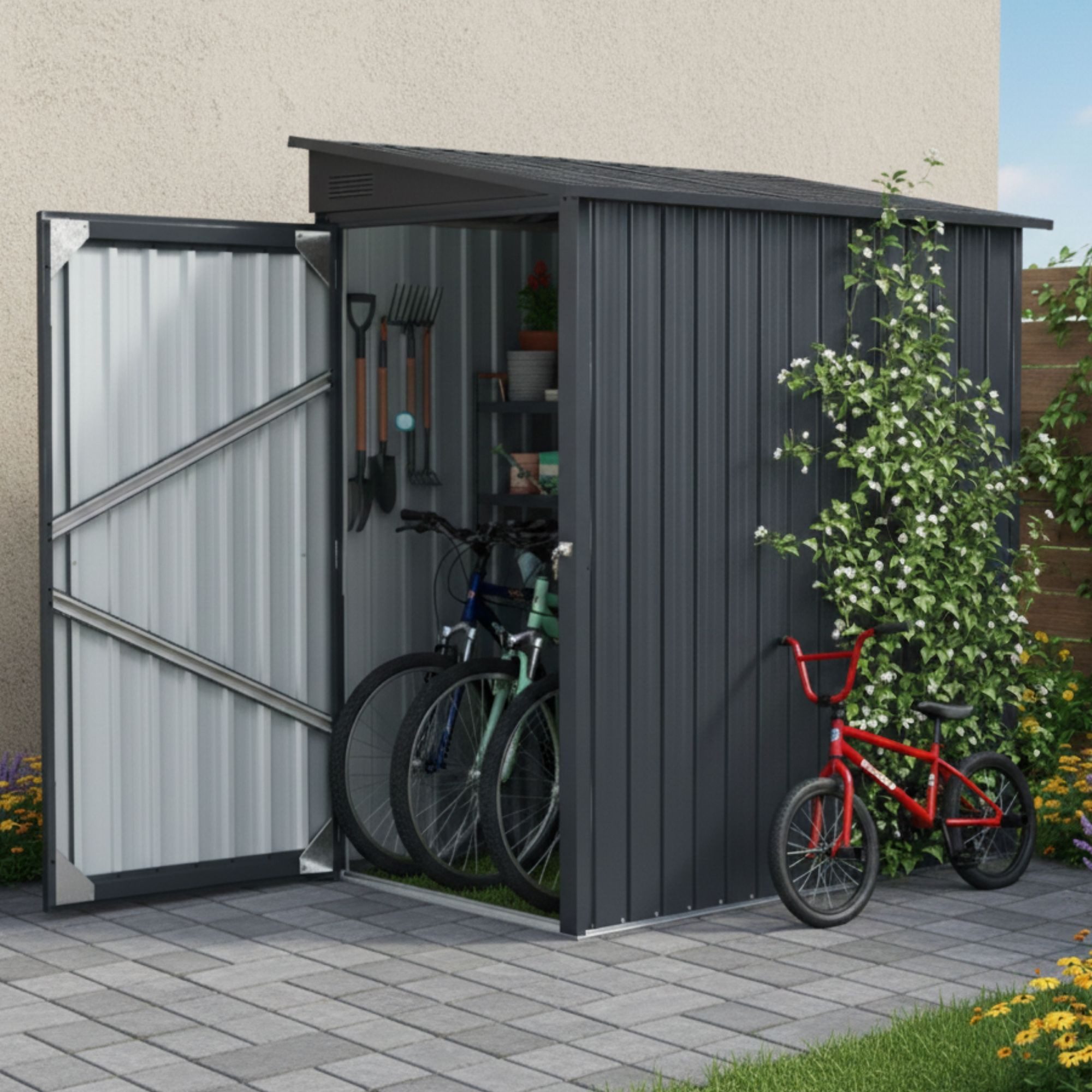 osoltus Gartenhaus osoltus Metall Gerätehaus Fahrradgarage Geräteschuppen 1,7m² 185 x