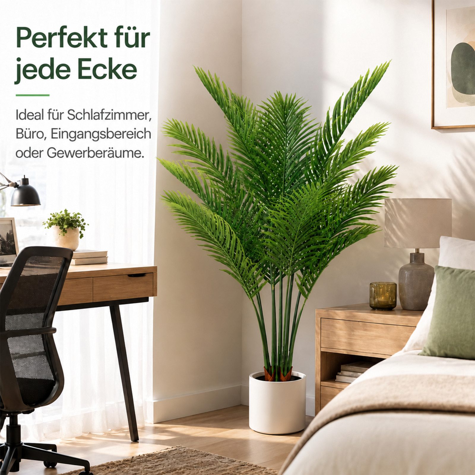 Kunstpflanze 160CM Künstlicher Kunstpalme, Künstliche Palme, Kunstpflanze wie echt Kunstpalme, BlingBin, Höhe 160 cm, Kunstpalme Deko für Wohnzimmer Balkon Flur – Bild 2 von 5
