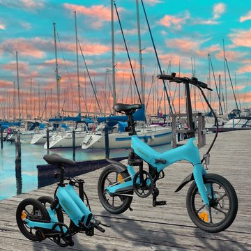 SachsenRAD E-Bike E-Folding Race Bike F12, IF Design Gewinner, Magnesiumrahmen nur 19Kg Ultraleicht Schaltwerk, Damen Herren Elektrofahrrad Ebike, (2-Stufige Teleskopsattelstütze Klapprad Bike), Faltrad mit StVZO-Zulassung-Lagoon blue