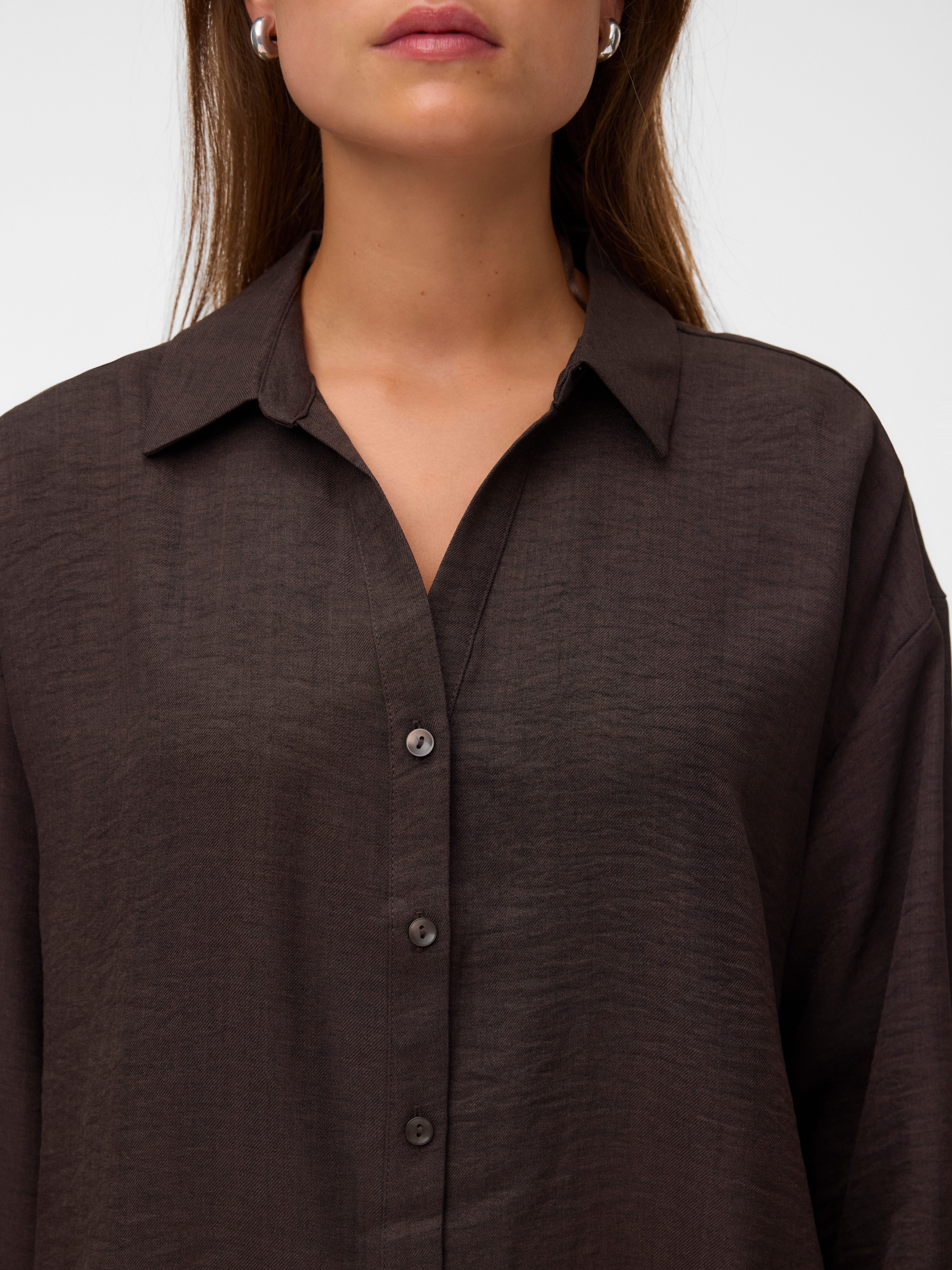 Vero Moda Langarmbluse VMMELANEY QUEENY LS SHIRT WVN NOOS Kunstfaser, loose fit