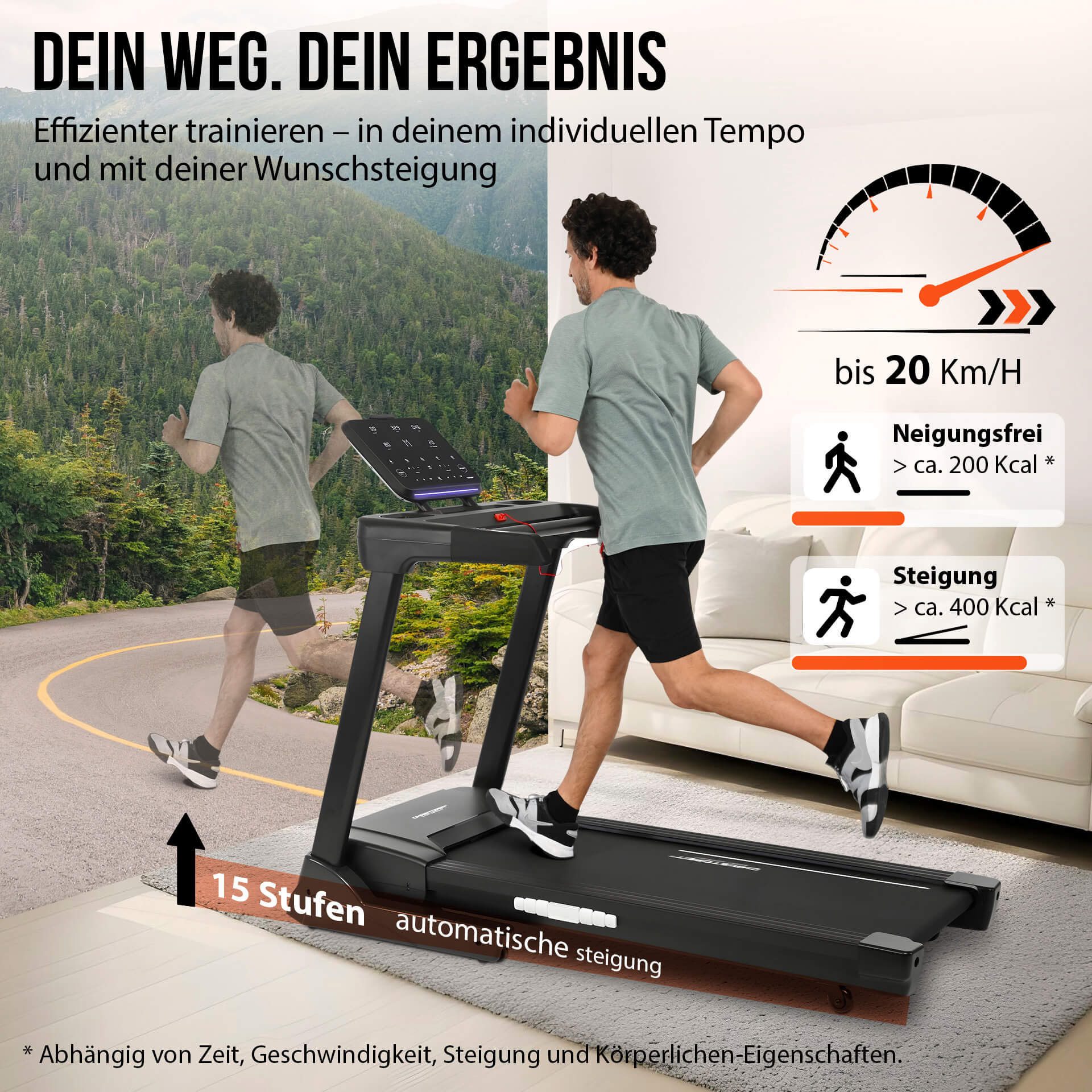 Christopeit Sport® Laufband Laufband TM 4500 S, bis max. 20 km/h, 130 kg max. Benutzergewicht – Bild 4 von 5