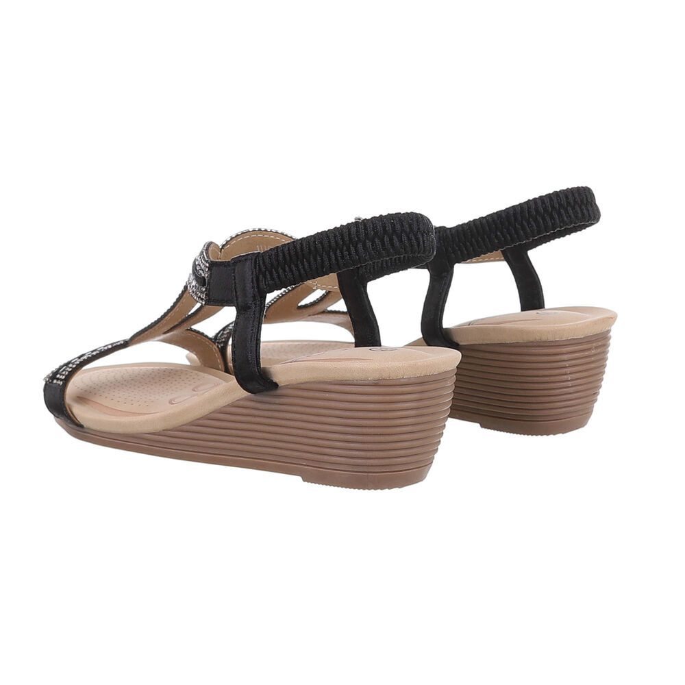 Ital-Design Damen Freizeit Keilsandalette (86016670) Keilabsatz/Wedge Keilsandaletten in Schwarz