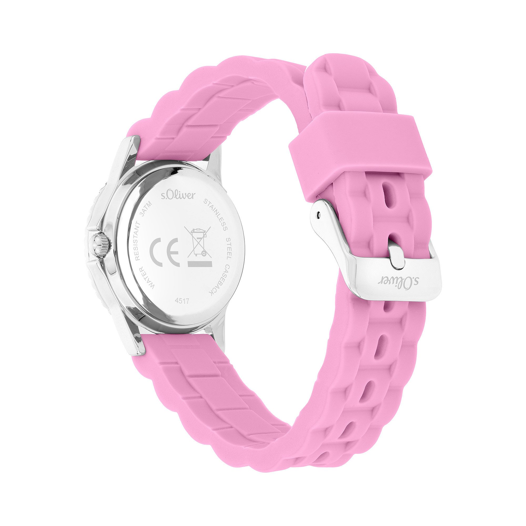 s.Oliver Quarzuhr The Happy Time SO-4517-PQ, Armbanduhr, Silikonarmband, Kinderuhr, Mädchen, Jungen, analog