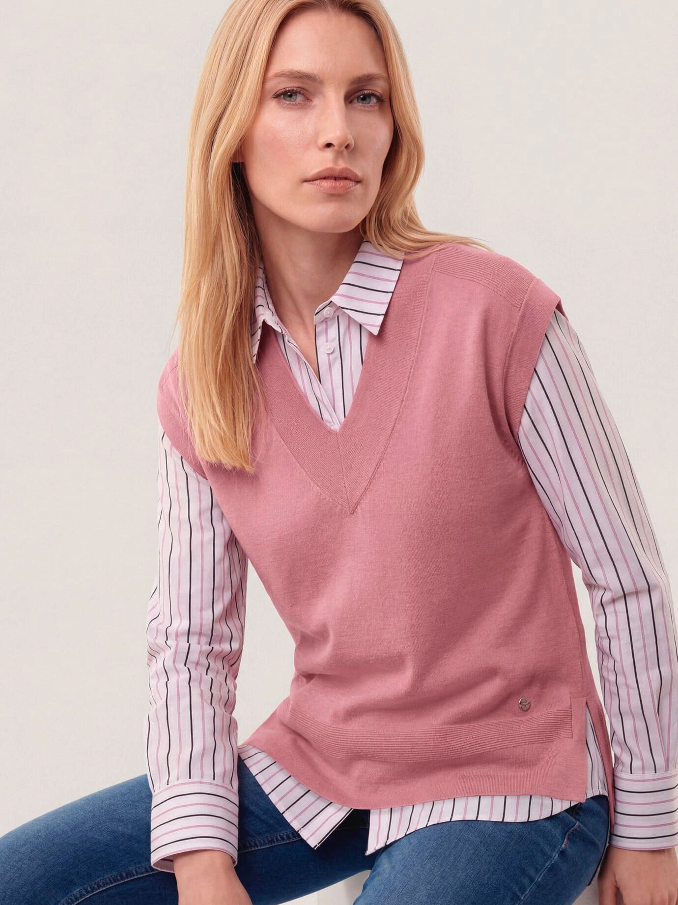 Walbusch Pullunder Damen Merino Pullunder mit V-Ausschnitt, V-Ausschnitt