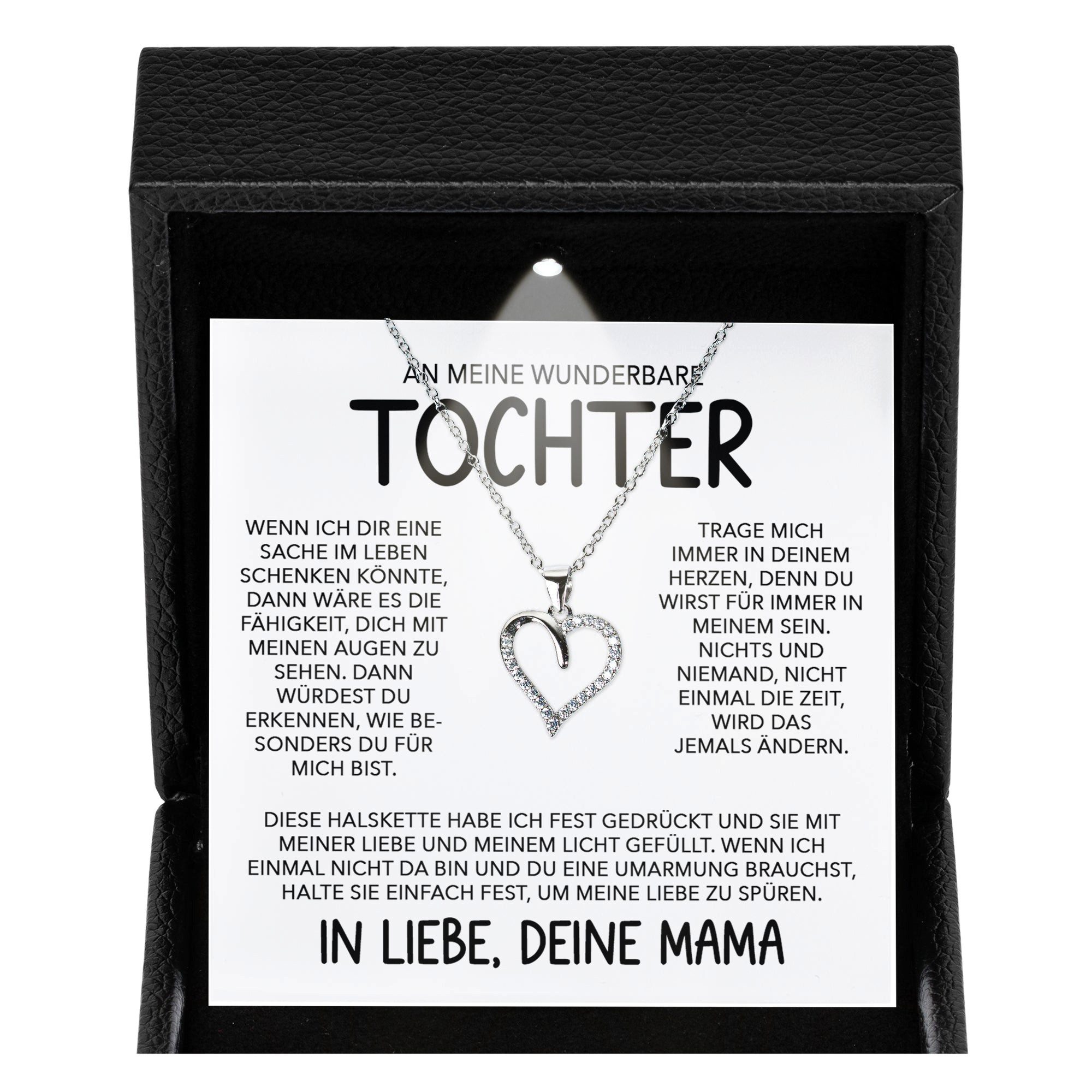 22Feels Schmuckset Wunderbare Tochter Geschenk v. Mama Mädchen Frauen Schmuck Halskette (Geschenkset), Silber 925/000, Geschenkset Made In Germany, Premium Licht Etui