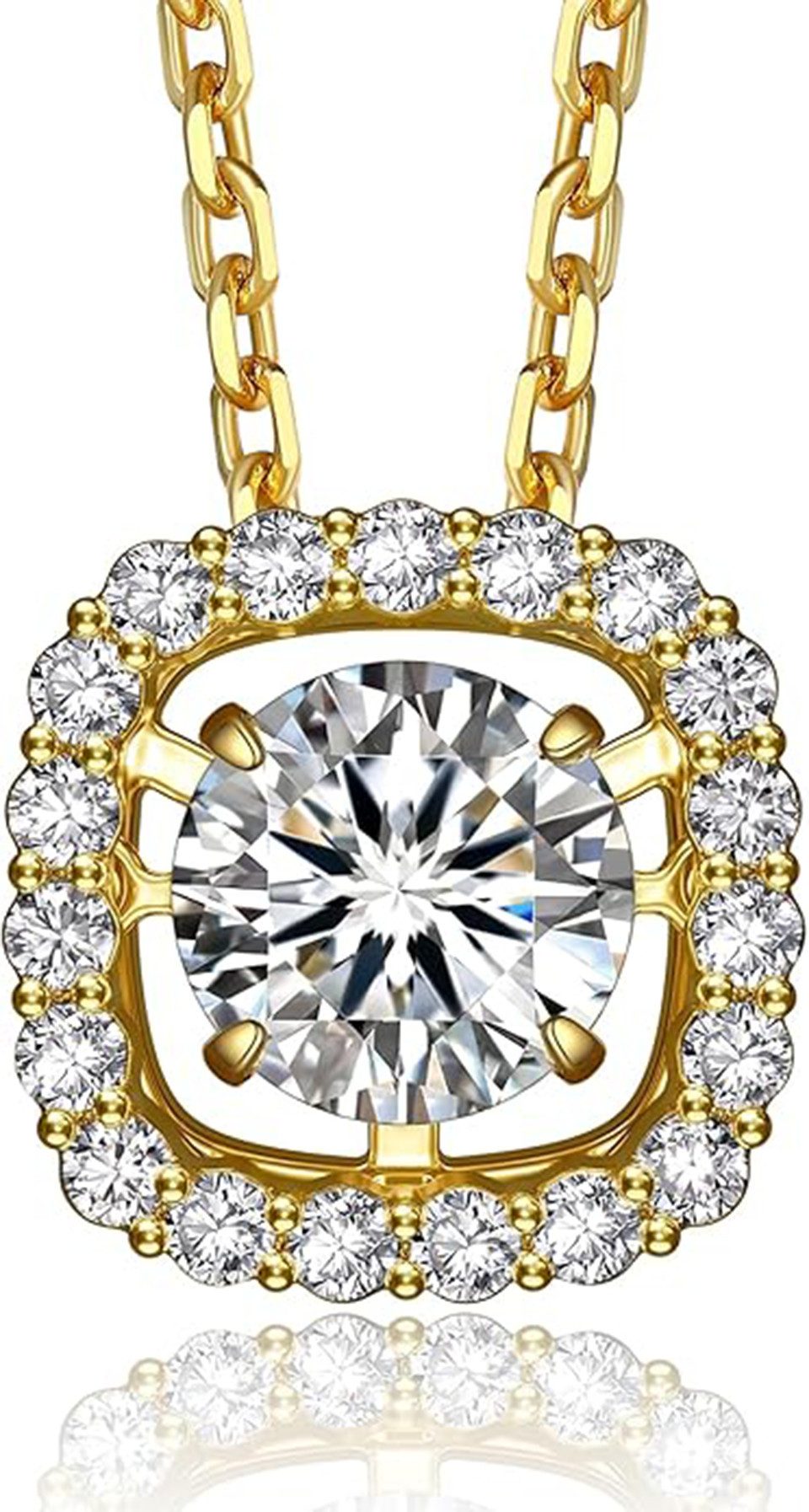 Kette mit Anhänger Diamantkette für Damen,Kette mit quadratischem Anhänger,1ct,D,VS1