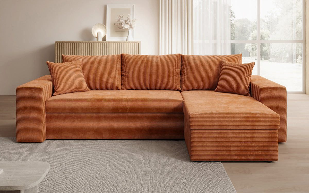 Luxusbetten24 Schlafsofa Designer Sofa Denver in Cord, mit Stauraum und Schlaffunktion