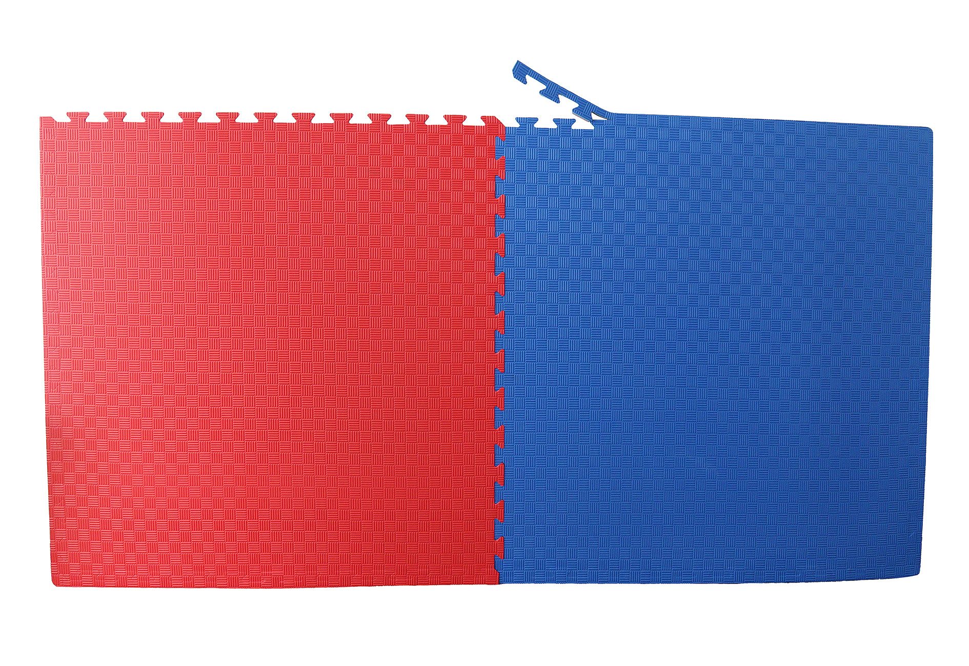 ELLUG Kampfsportmatte 10er Set Sportmatte 2cm mit Randstücken Rot-Blau 1mx1m, wasserdicht, wärmeisolierend, feuchtigkeitsabweisend, erweiterbar