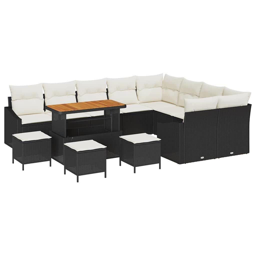 vidaXL Loungesofa Gartensofa-set 13 stk. 8-Sitzanzahl Schwarz Poly Rattan, 13 Teile