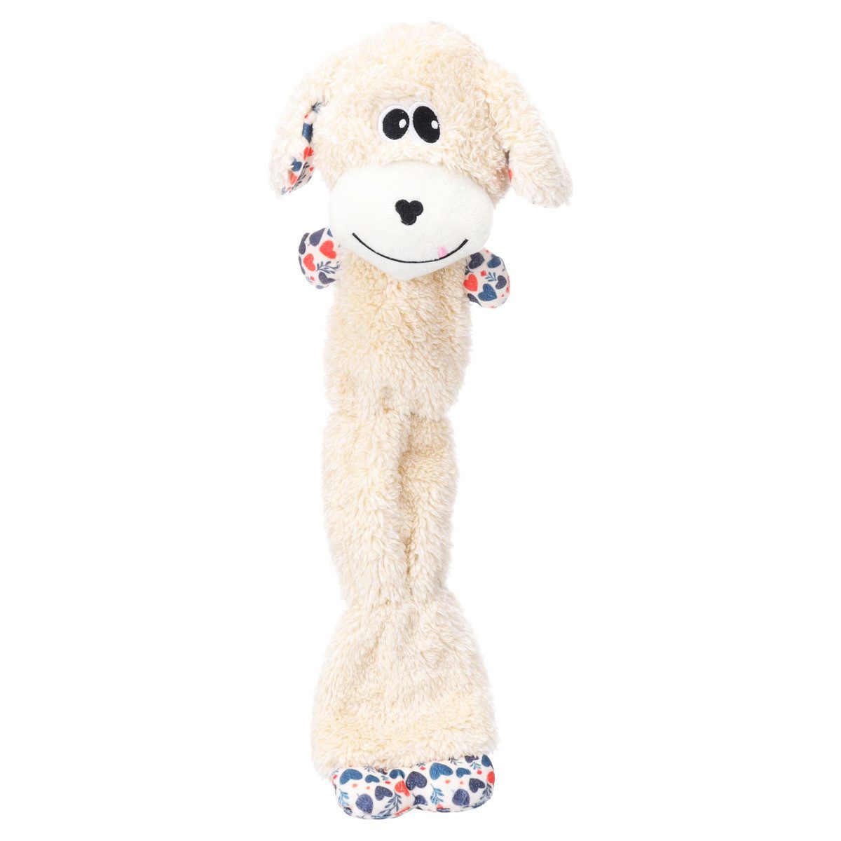 Flamingo Tierkuscheltier Hundespielzeug Floreo Hund langer Körper beige