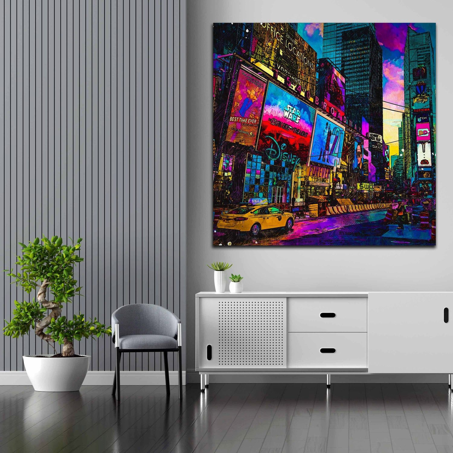 Artedinoi Leinwandbild New York Times Square Taxi Pop Art Leinwandbild Wandbild XL, New York City