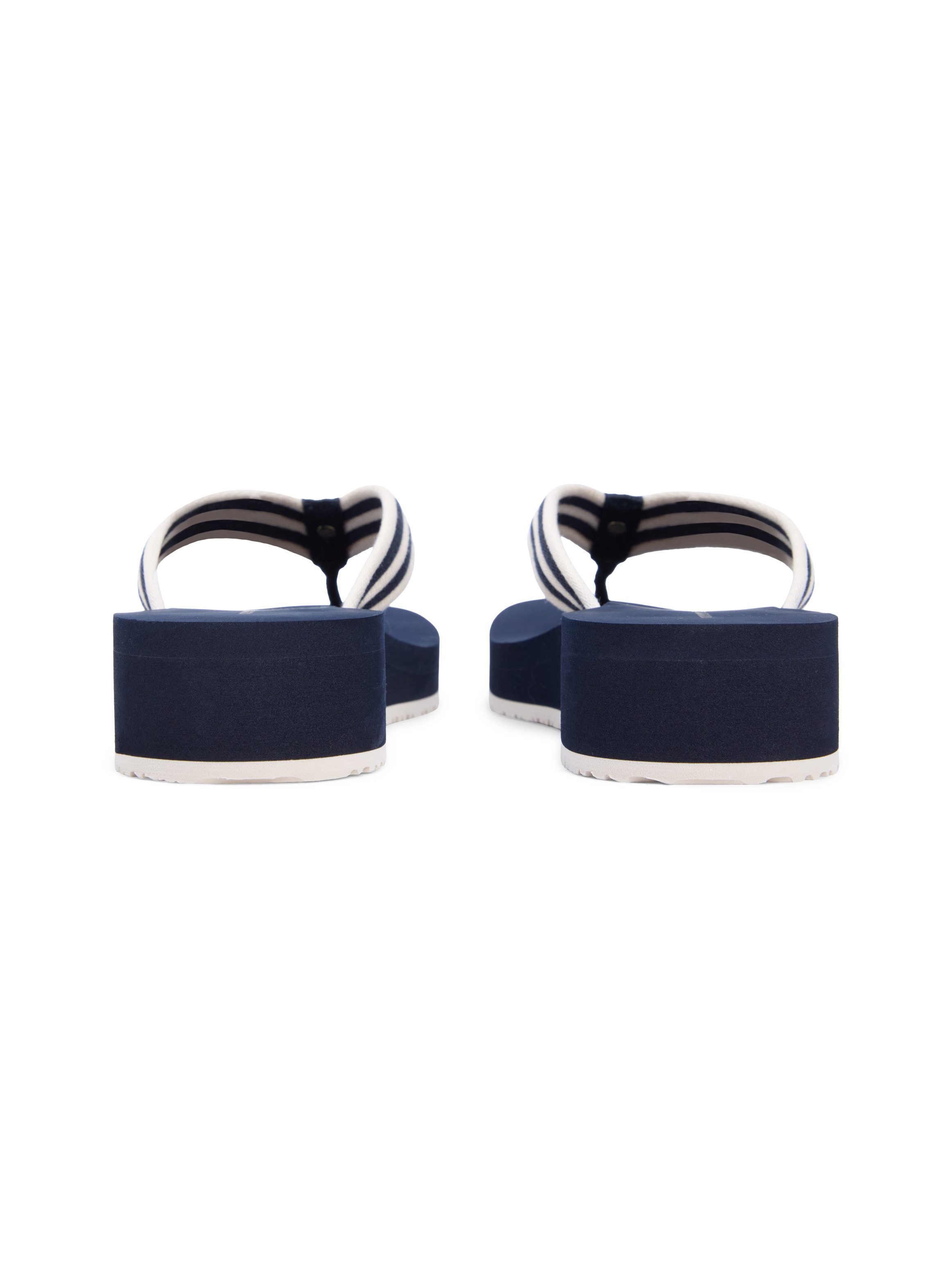 Tommy Hilfiger TH STRIPE SUMMER SANDAL Zehentrenner Sommerschuh, Dianette, Plateauschuh mit gestreifter Bandage