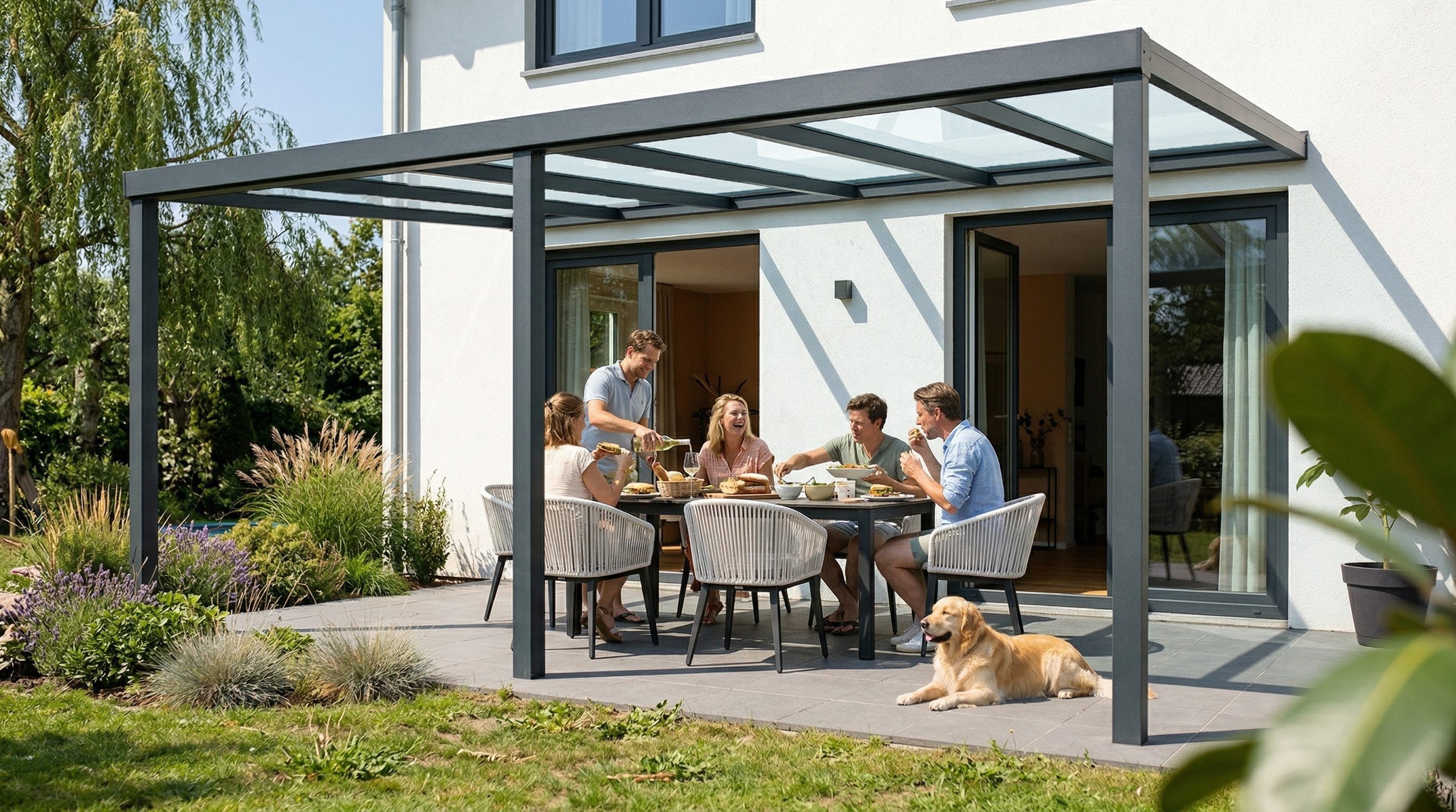 Terrasse2000 Terrassendach Terrassenüberdachung Salzburg Aluminium mit VS Glas, BxT: 306x250 cm, Bedachung 8,7mm VSG Glas