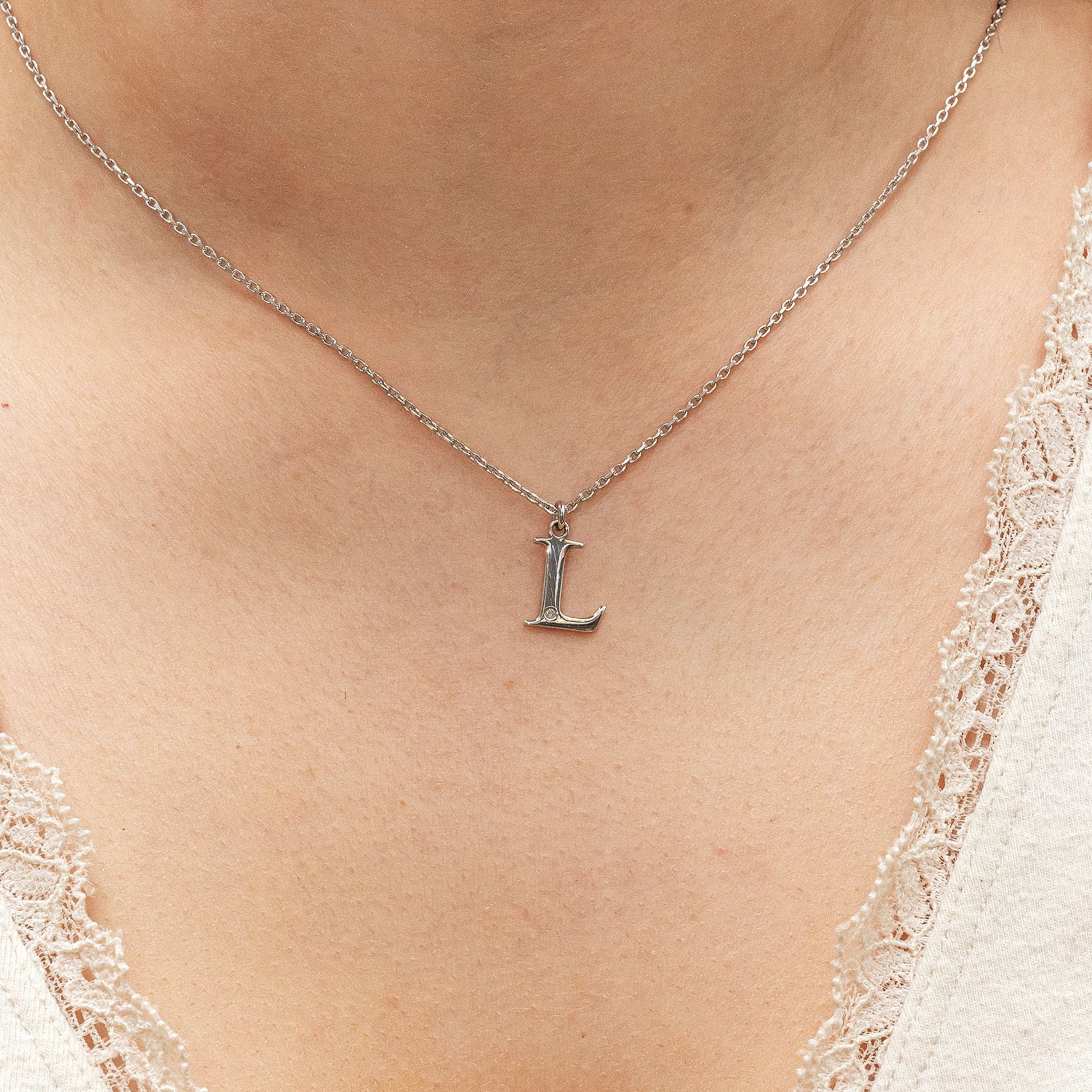 Diamonds by Ellen K. Kette mit Anhänger Silber 925 mit 1x Diamant 0,008ct. Buchstabe L