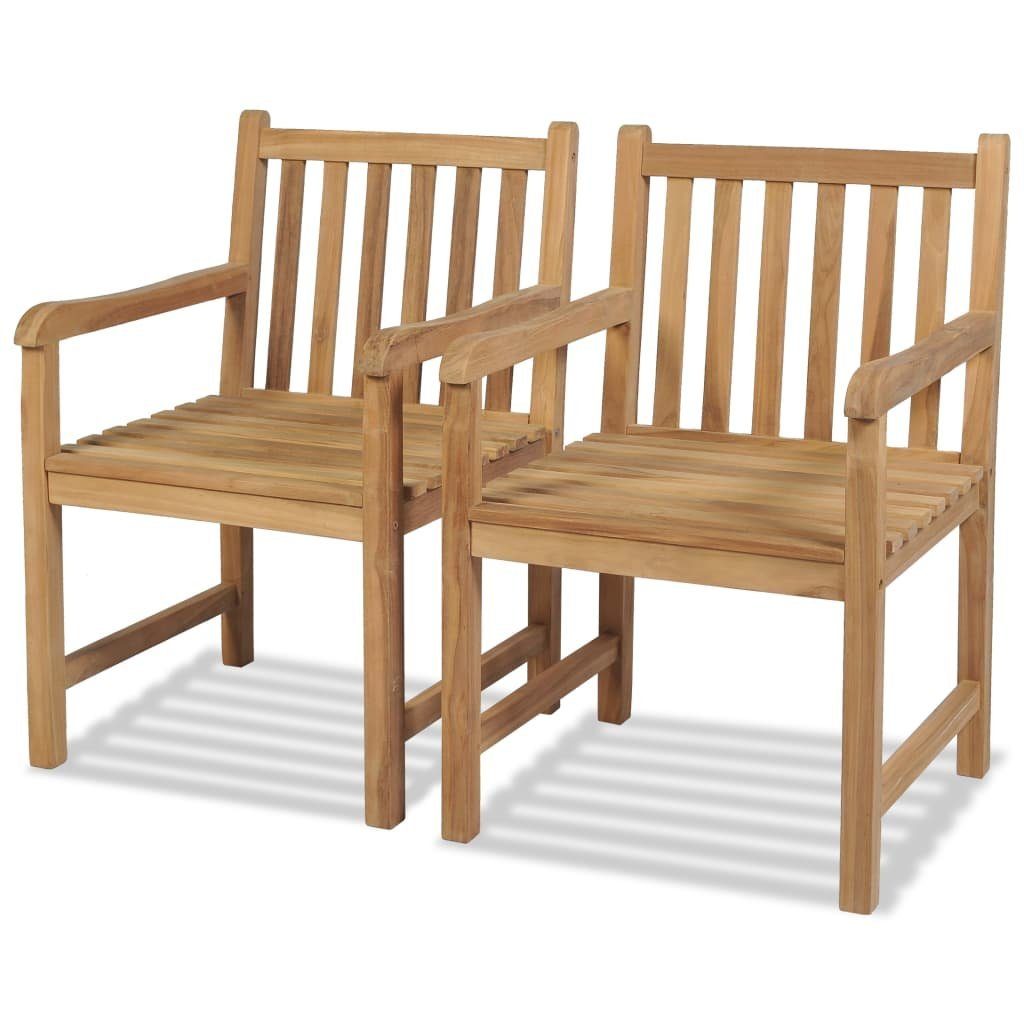 vidaXL Gartenstuhl Gartenstühle 2 Stk. Massivholz Teak (2 St)