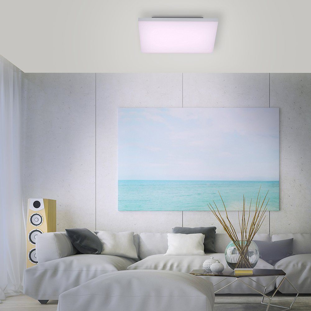 Paul Neuhaus Smarte LED-Leuchte LED Panel Deckenlampe Q - FRAMELESS Smart Home, Smart Home, CCT-Farbtemperaturregelung, RGB-Farbwechsel, Dimmfunktion, mit Leuchtmittel, warmweiß bis kaltweiß, Farbwechsel CCT RGB per Fernbedienung App Sprache
