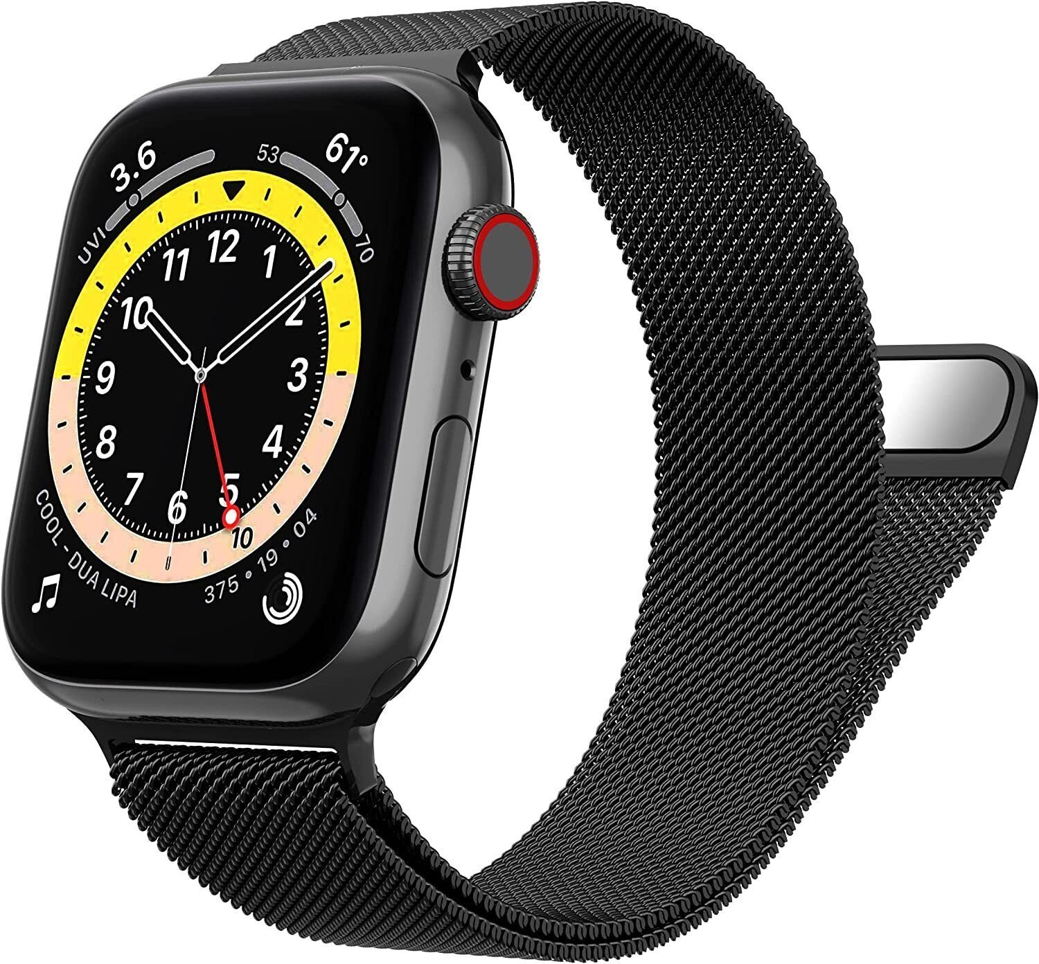 Widmann-Shop Smartwatch-Armband Apple Watch Armband Band Series Ultra 9 8 SE 7 6 5 4 3 2 38 - 49 mm, Schmutzabweisend, Atmungsaktiv Schwarz