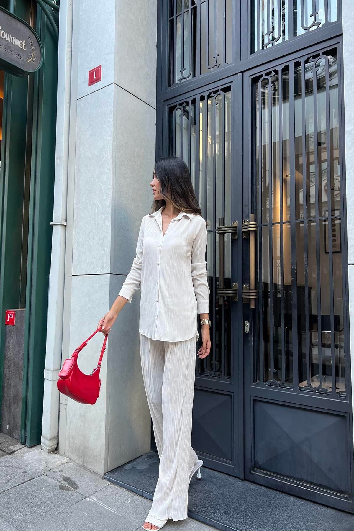 For You Moda trouser suit 2-piece set with stone decoration