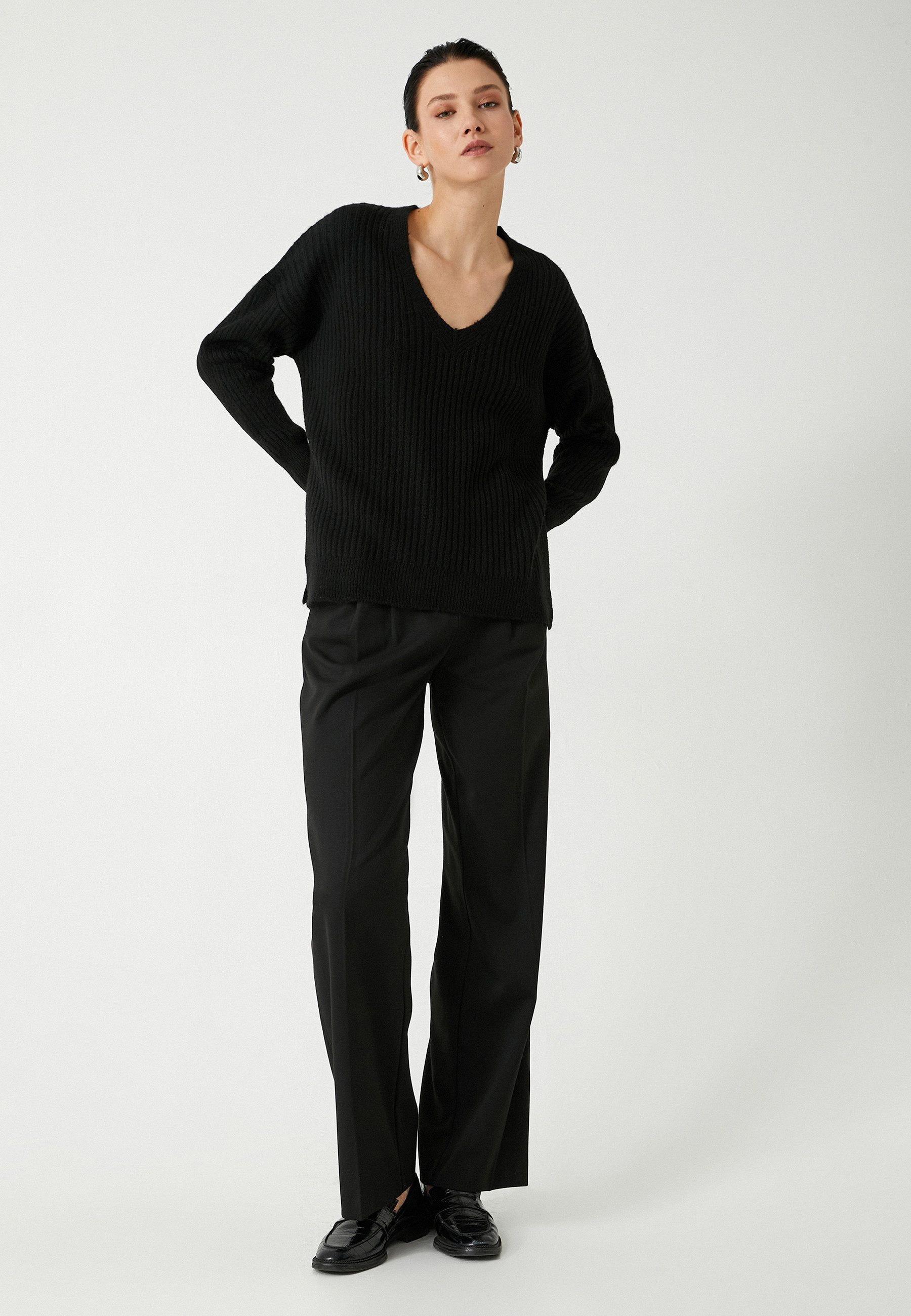 Koton V-Ausschnitt-Pullover V-Kragen Oversize günstig online kaufen