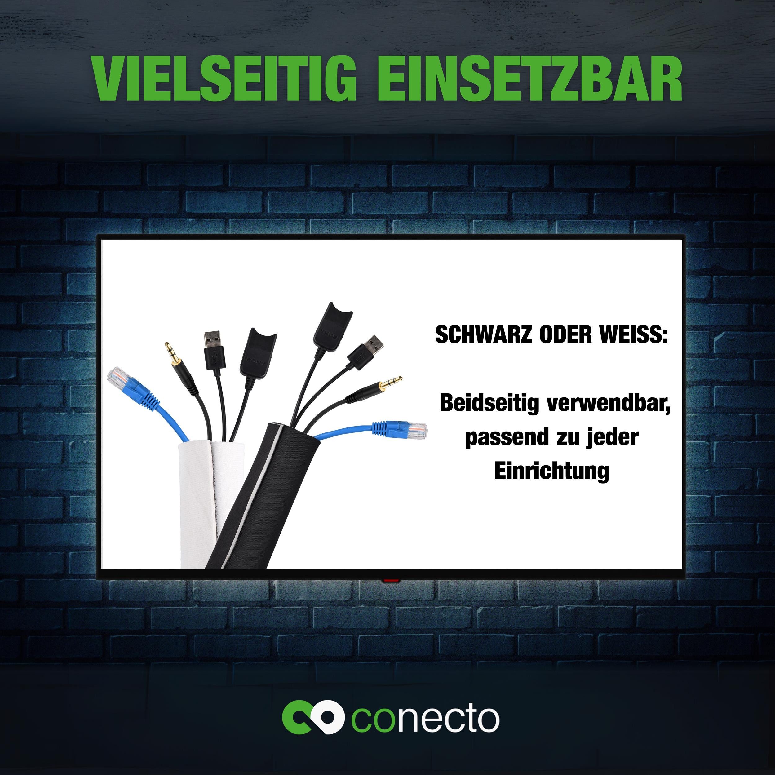 conecto Geflechtschlauch conecto Neopren Kabelschlauch mit Klettverschluss universell Kabelkana – Bild 3 von 4