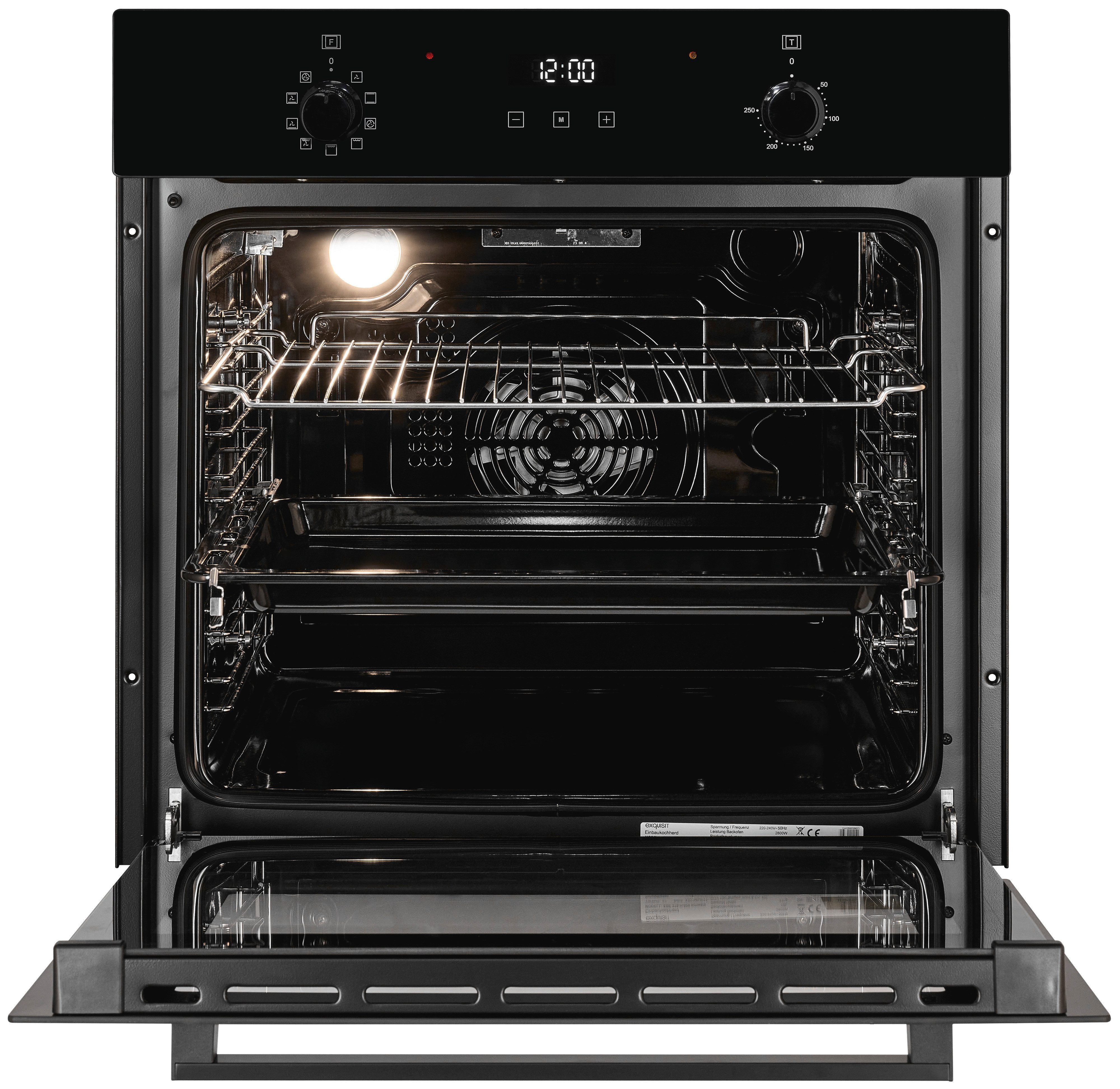 exquisit Einbaubackofen EBE278-H-020 schwarz, Pizzafunktion – ideal für Pizza, Focaccia und mehr!