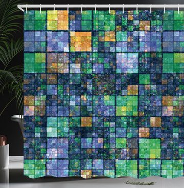 Abakuhaus Duschvorhang Moderner Digitaldruck mit 12 Haken auf Stoff Wasser Resistent Breite 175 cm, Höhe 180 cm, Modern Mosaik Geometrisches Design