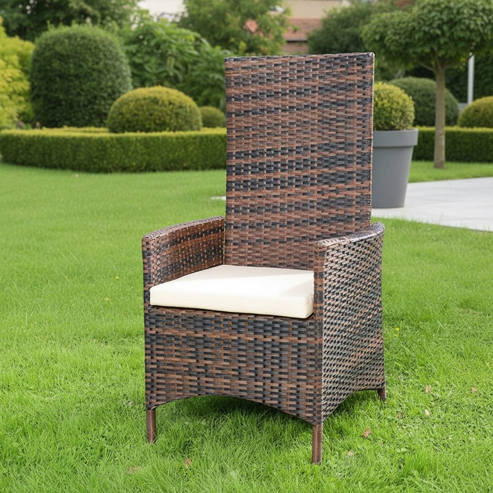 Mucola Gartenstuhl Relaxsessel Loungestuhl Sitzmöbel Verstellbar Polyrattan Gartenset (Stück, 1 St), Kissen inkl. Reißverschluss, daher abnehm- und waschbar