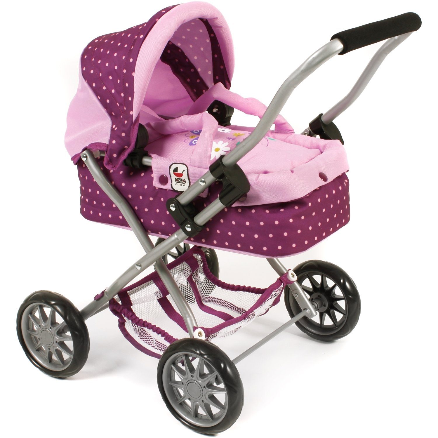 CHIC2000 Puppenwagen 555 29 Mini-Kuschelwagen SMARTY, Dots Brombeere