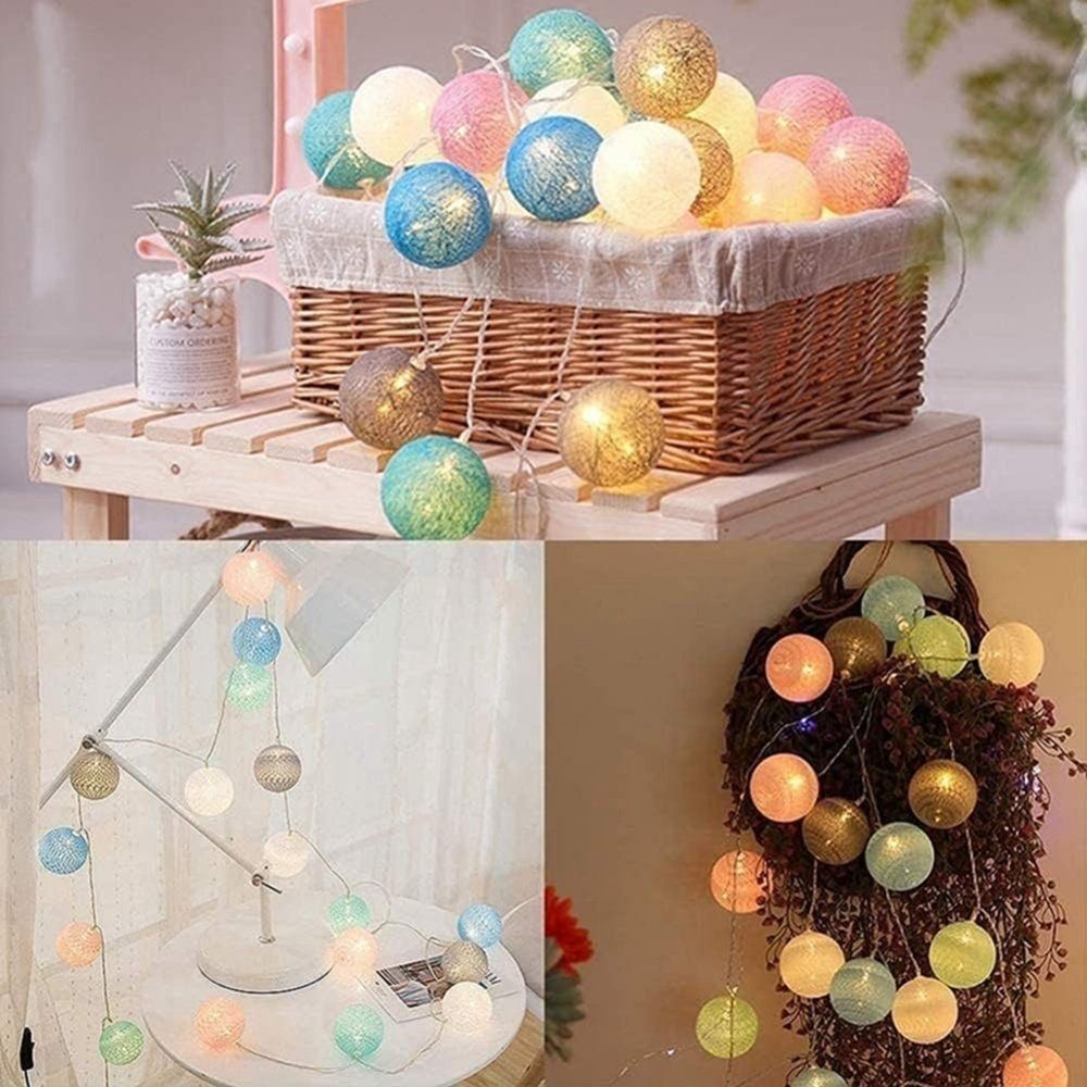 Ball Fairy Cotton LED-Lichterkette 3m Weihnachtsdekoration DAYUT Lights,