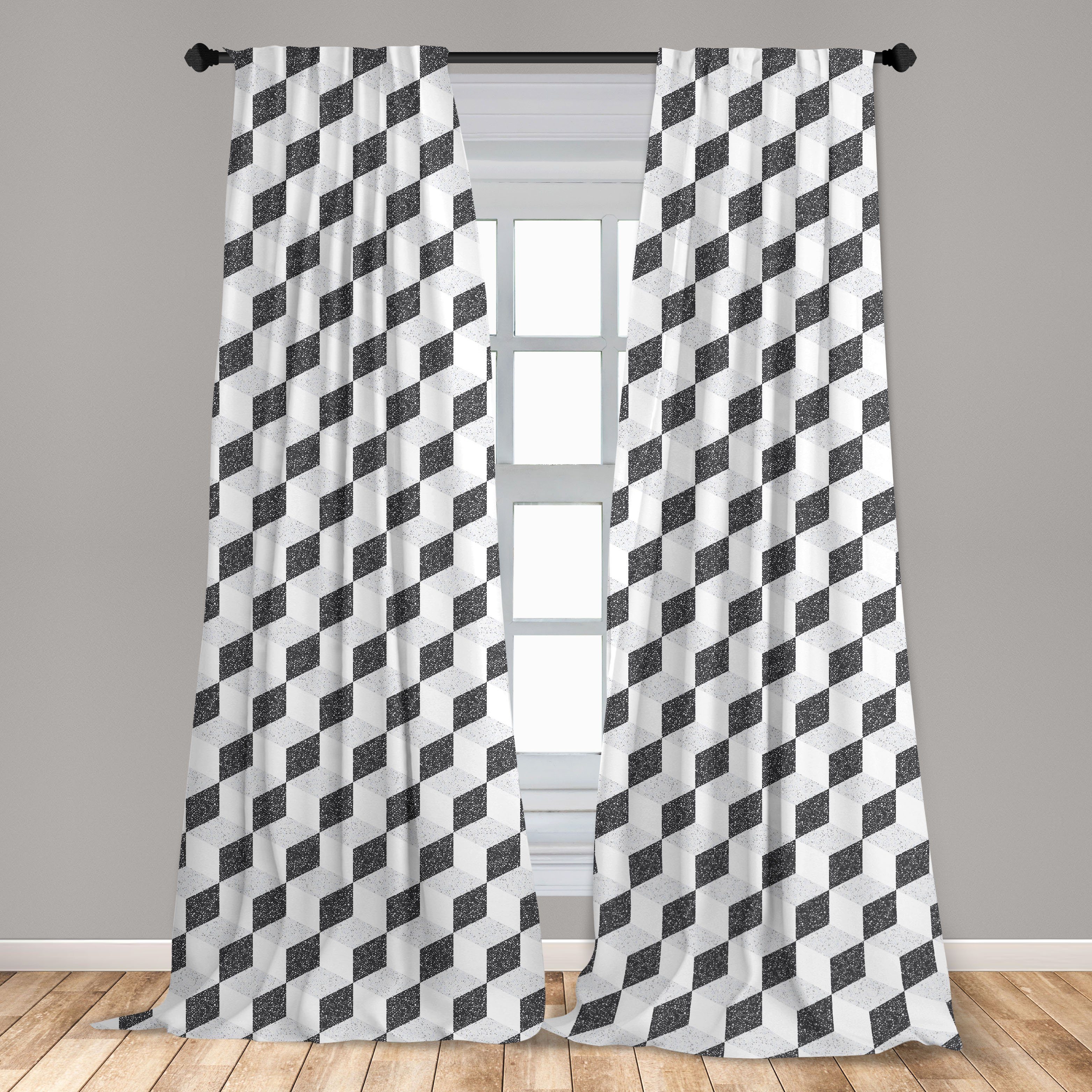 Gardine Vorhang für Wohnzimmer Microfaser, Mosaik Rhombuses Bilder Abstrakt Abakuhaus, Schlafzimmer Dekor