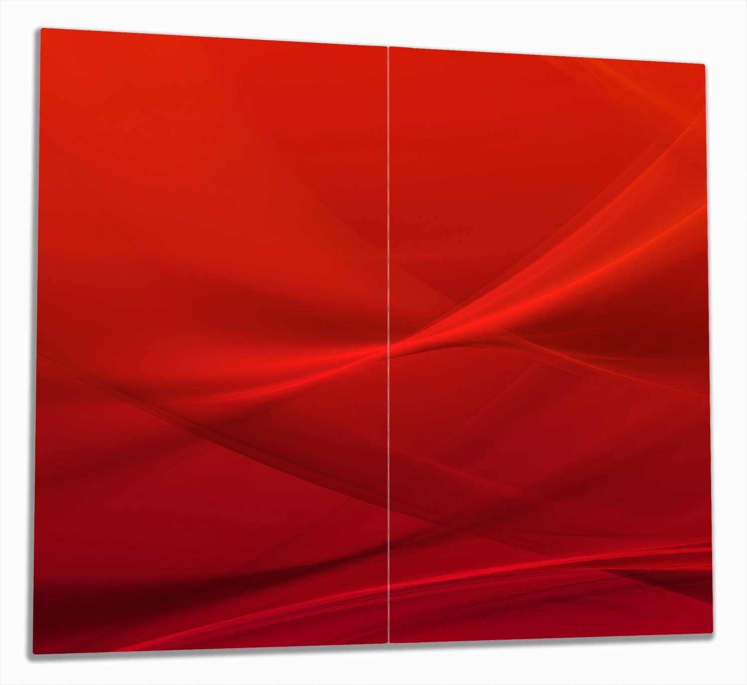 Wallario Herd-Abdeckplatte Abstrakte rotes Muster - roter Stoff, ESG-Sicherheitsglas, (Glasplatte, 2 tlg., inkl. 5mm Noppen), verschiedene Größen | Herdabdeckplatten