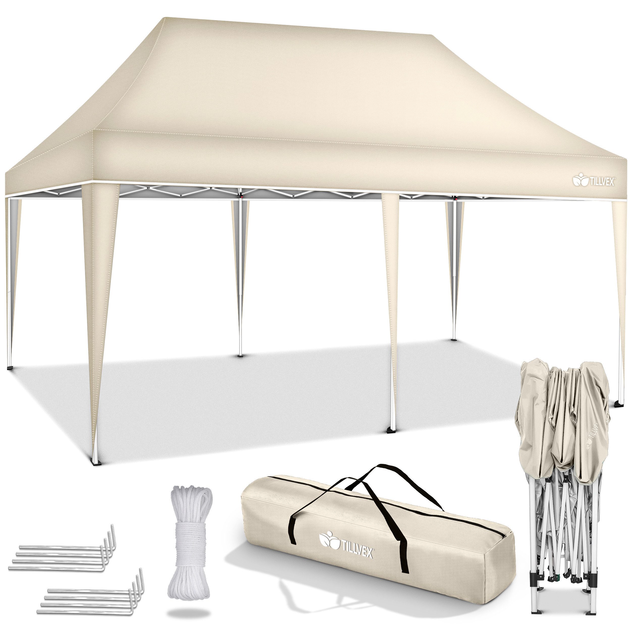 tillvex Partyzelt tillvex® Pavillon 3x6m Wasserdicht Gartenzelt Faltpavillon Partyzelt, (Pavillon 3x6m wasserdicht), Partyzelt mit Tasche für Garten
