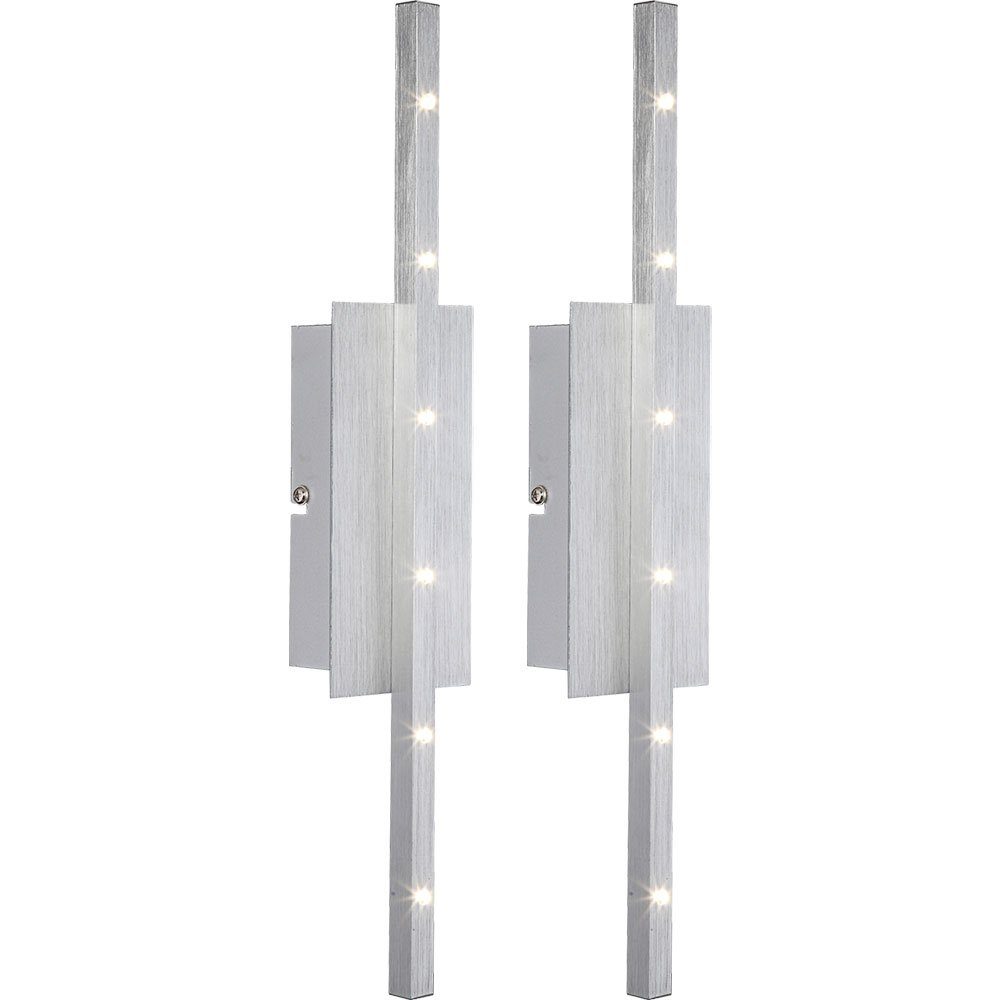 GLOBO LIGHTING LED Wandleuchte, LED-Leuchtmittel fest verbaut, Neutralweiß, 2x LED Wandleuchte silber Wandstrahler Schlafzimmerlampe H 40,5 cm