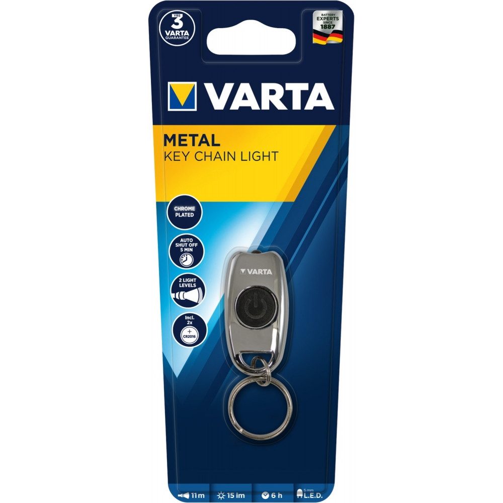 VARTA Taschenlampe Varta Metal Key Chain Light LED-Taschenlampe Schlüssellicht (Kompakte LED-Taschenlampe für Schlüsselbund)