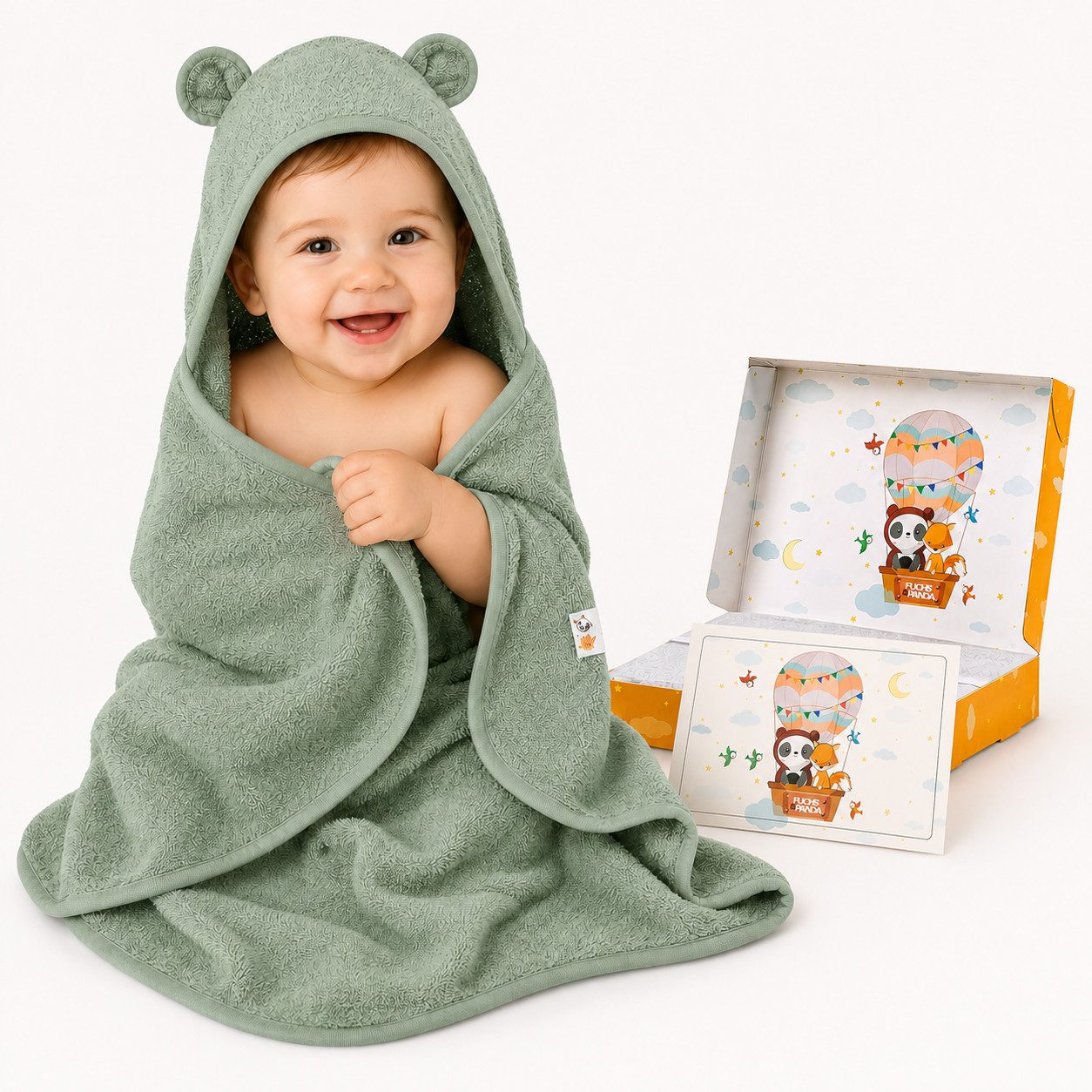 Fuchs & Panda Kapuzenhandtuch Kapuzenhandtuch Baby EXTRA dick, warm & weich aus 100% Bambus, 100% Bambus: Antimikrobiell, Atmungsaktiv, Hypoallergen, Superweich