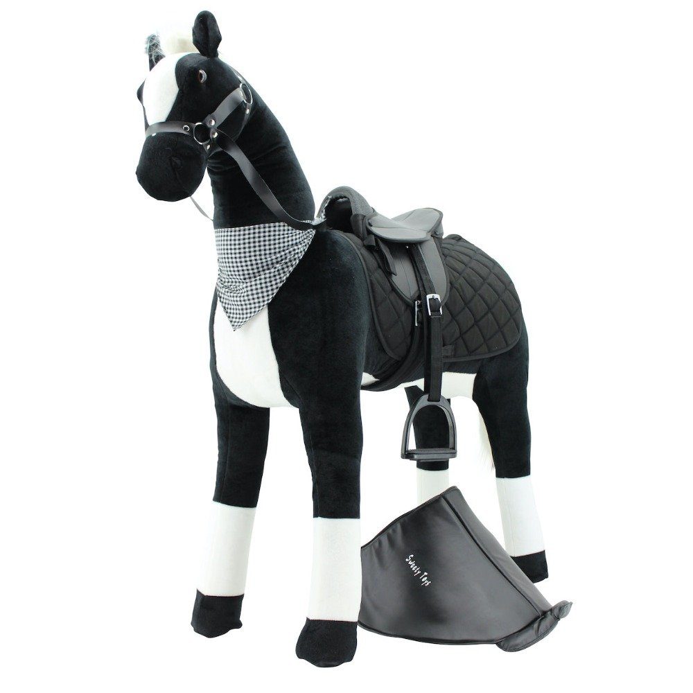 Sweety-Toys Stehpferd Sweety Toys 13142 Stehpferd 125 cm schwarz mit Stahlunterbau