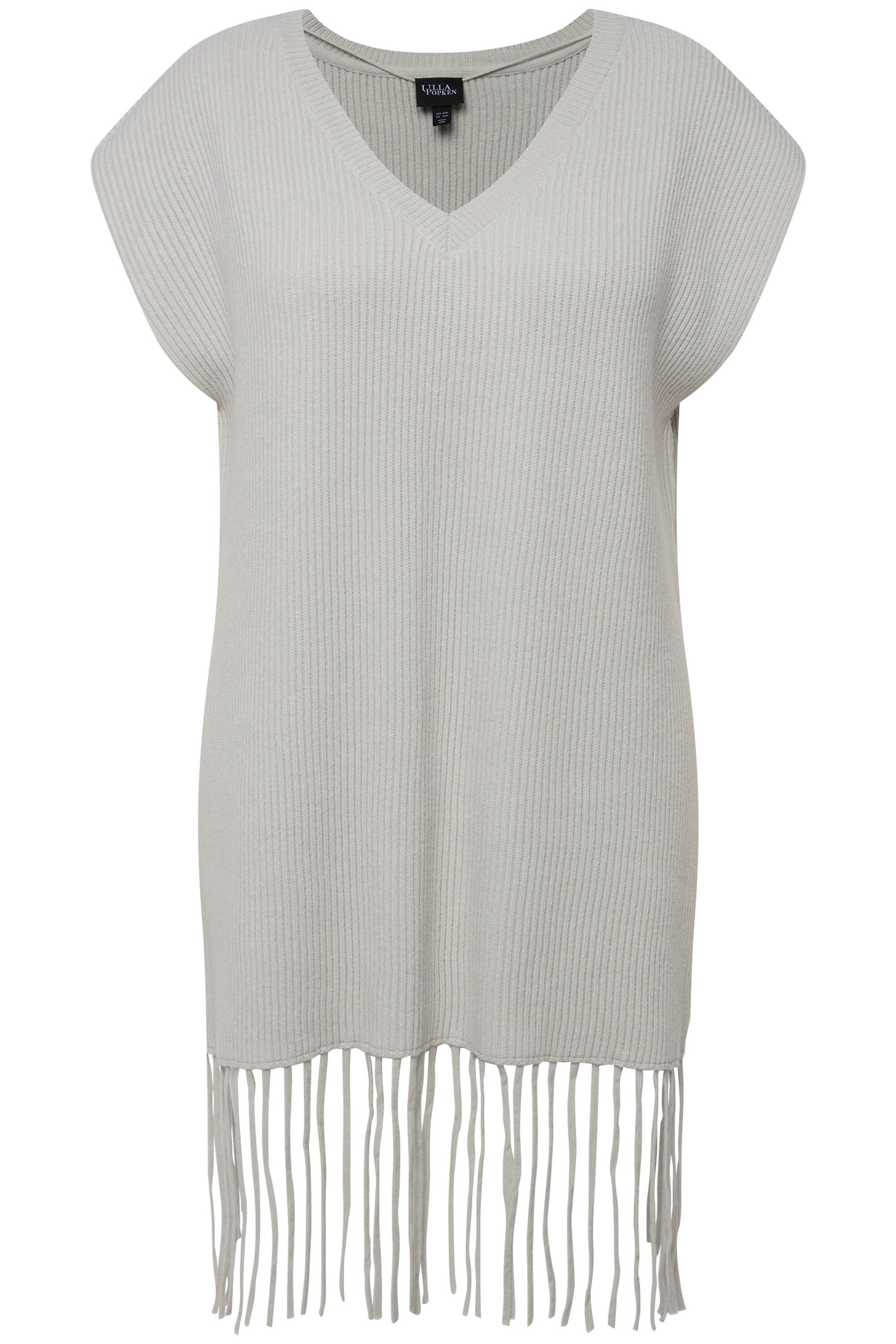 Ulla Popken Pullunder Pullunder Fransensaum oversized Rundhals ärmellos günstig online kaufen